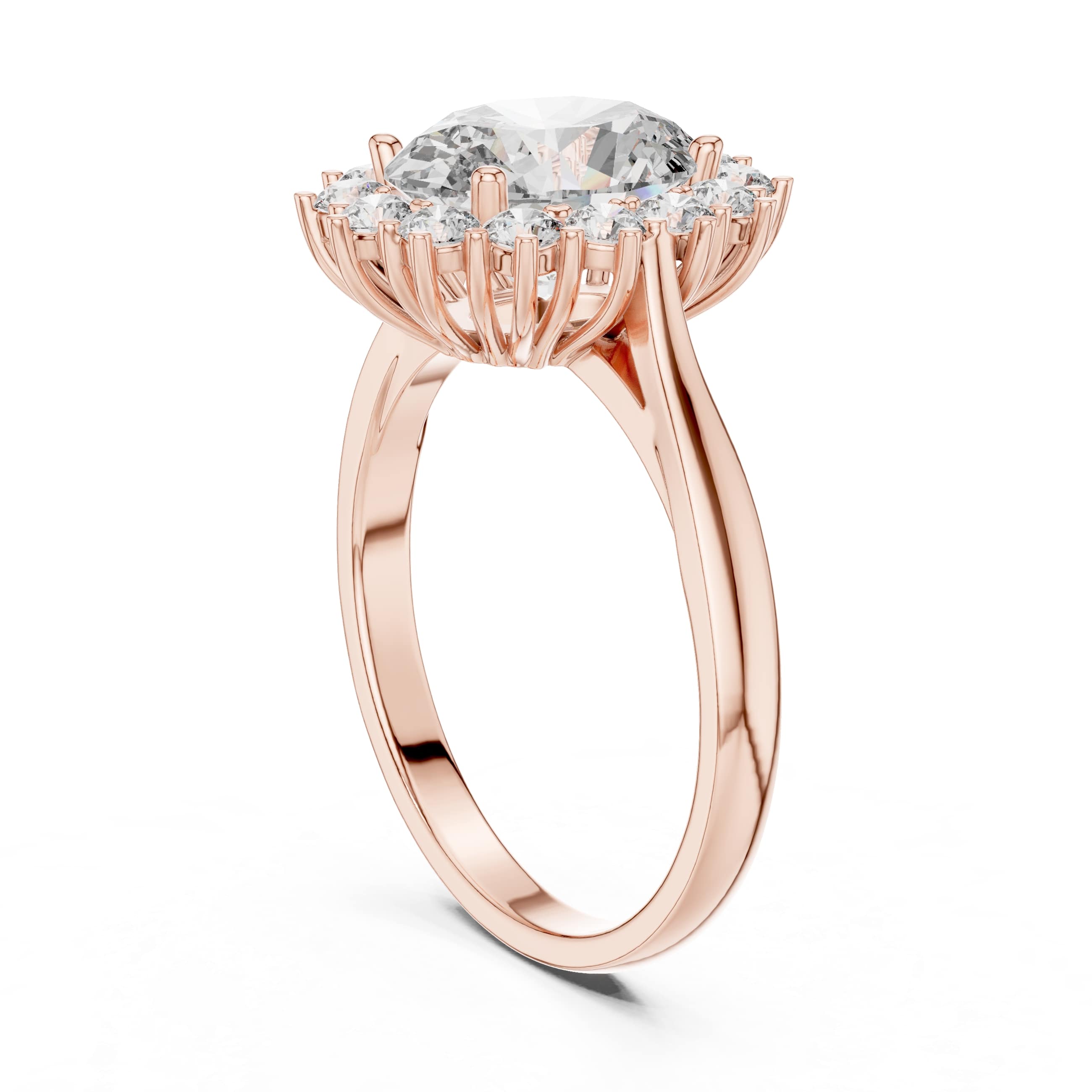 The Elisora Regal Oval Halo Ring | D Color VVS Oval Center with 14-Stone Halo | Vintage Royal Design in 10K/14K Gold or Silver