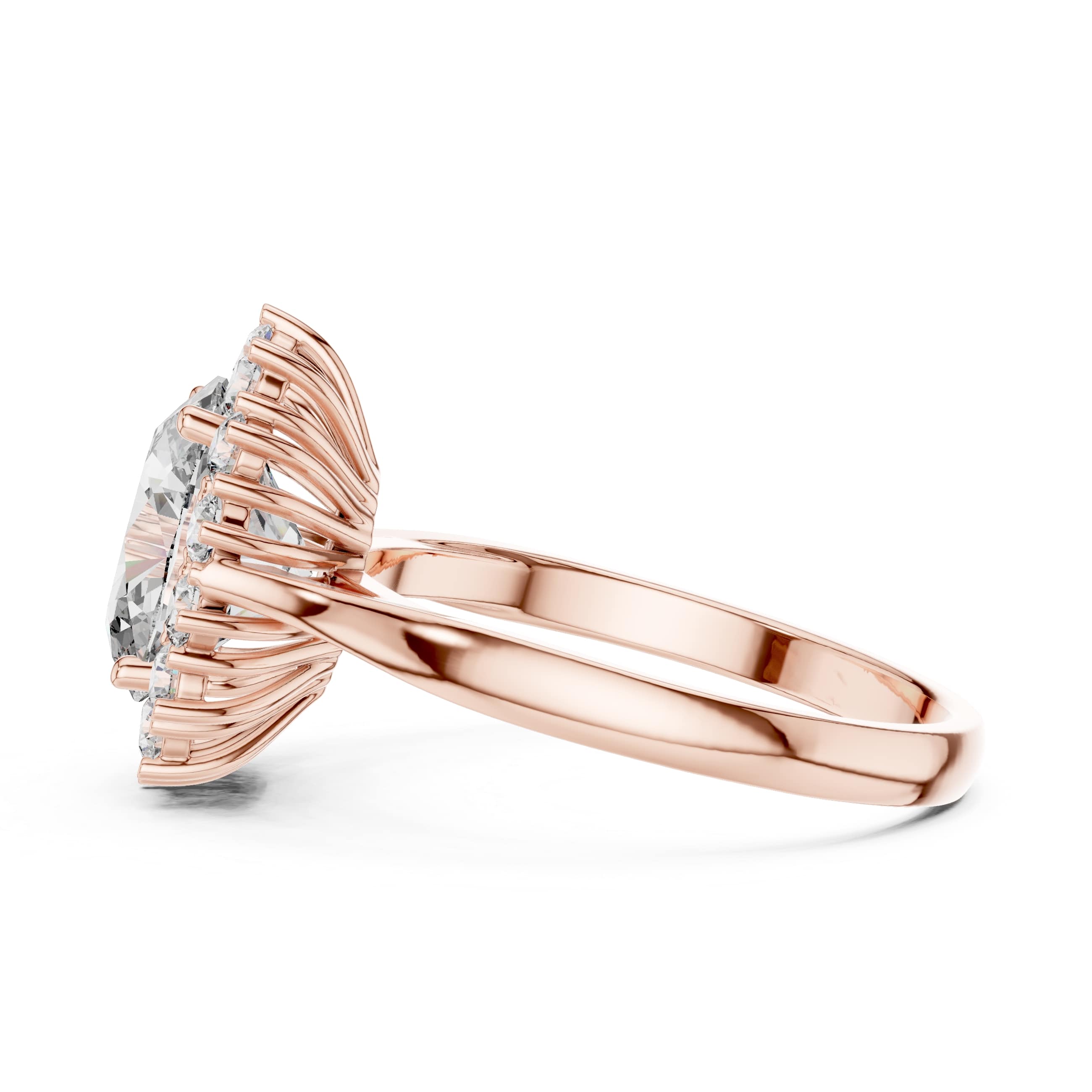 The Elisora Regal Oval Halo Ring | D Color VVS Oval Center with 14-Stone Halo | Vintage Royal Design in 10K/14K Gold or Silver