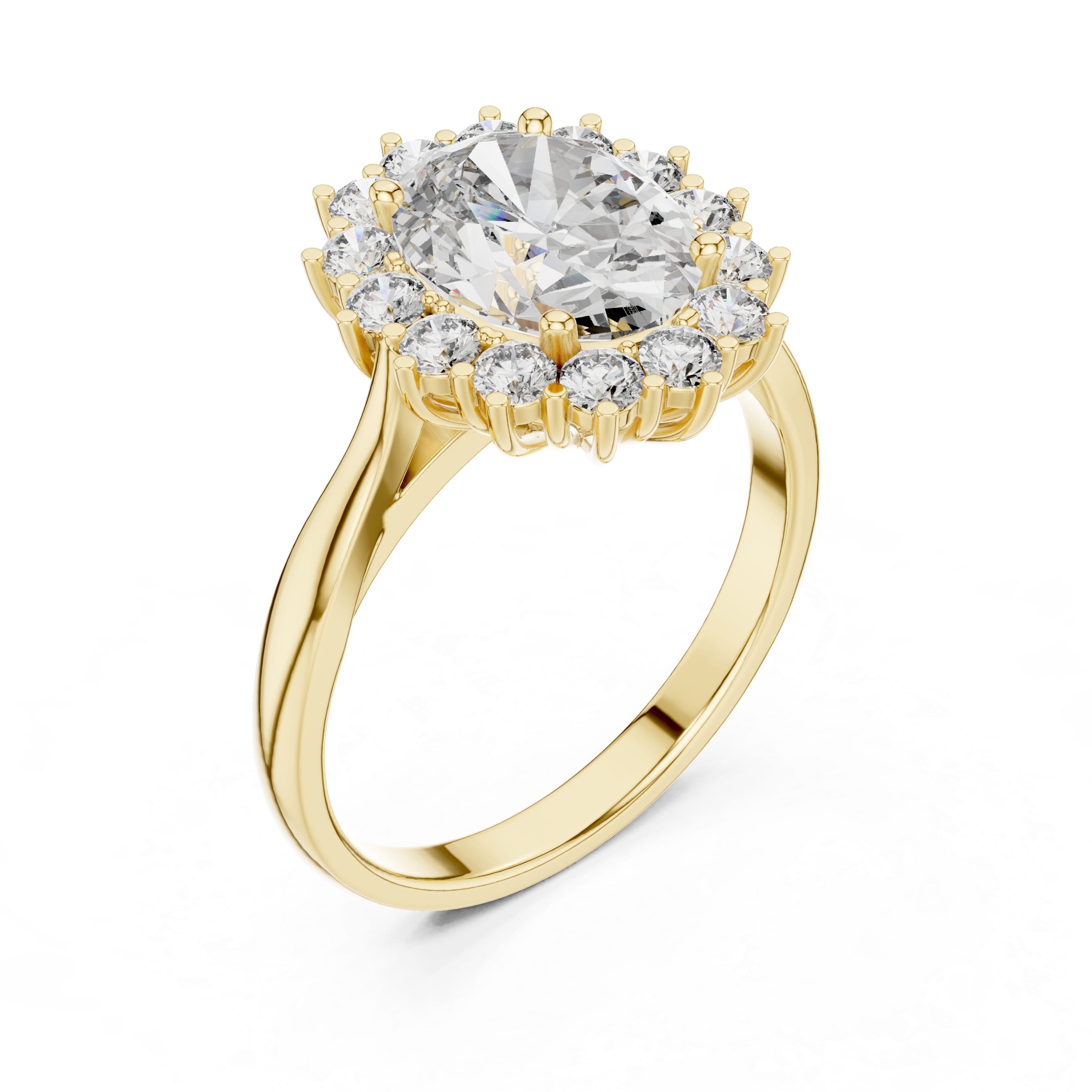 The Elisora Regal Oval Halo Ring | D Color VVS Oval Center with 14-Stone Halo | Vintage Royal Design in 10K/14K Gold or Silver
