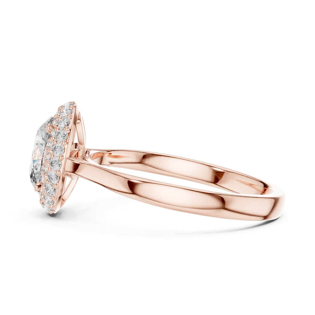 Elisora Classic Oval Halo Engagement Ring | Moissanite or Lab Diamond | 10K/14K Gold or Silver | Micro Pavé Halo Oval Ring