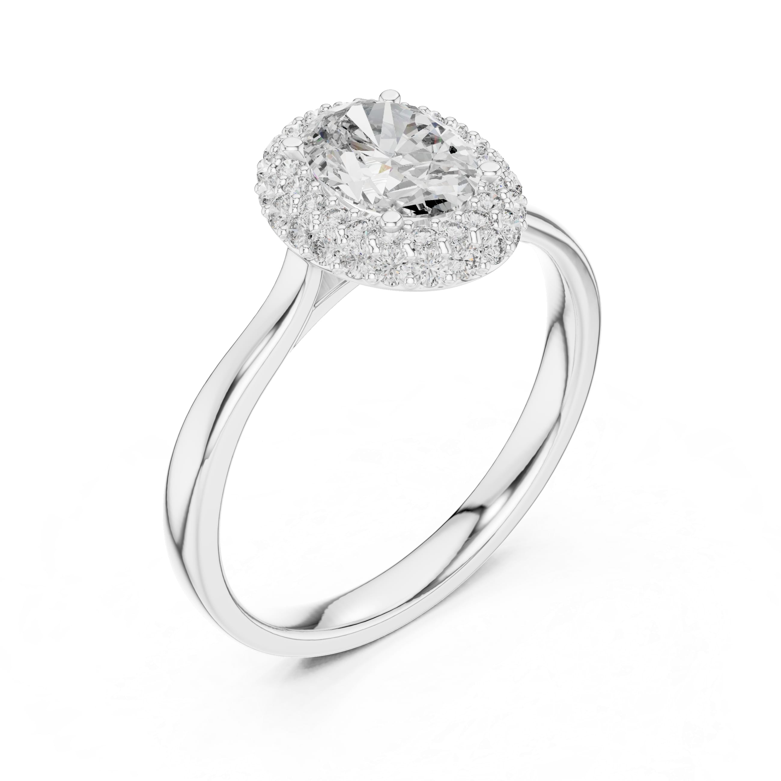 Elisora Classic Oval Halo Engagement Ring | Moissanite or Lab Diamond | 10K/14K Gold or Silver | Micro Pavé Halo Oval Ring