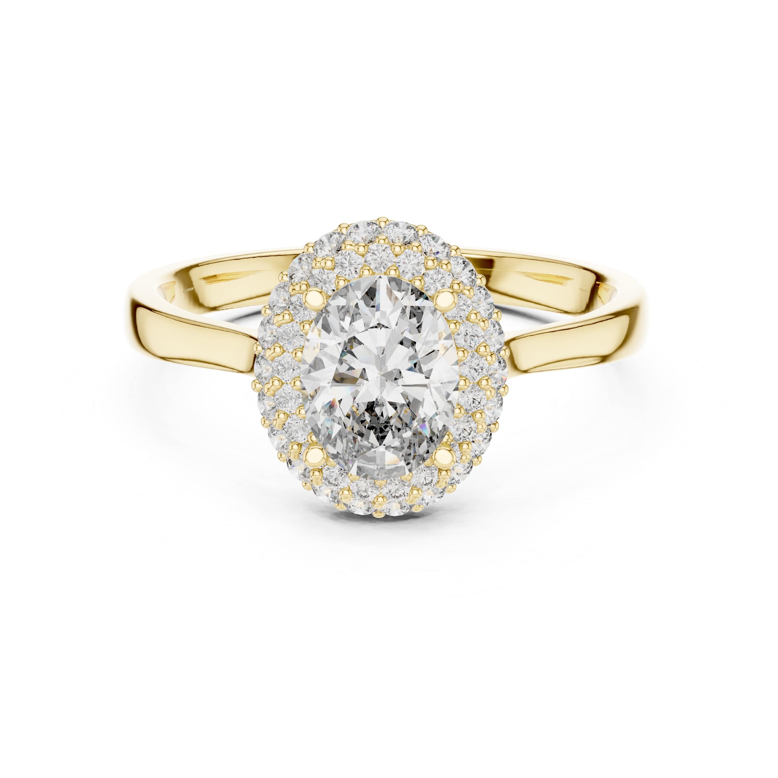 Elisora Classic Oval Halo Engagement Ring | Moissanite or Lab Diamond | 10K/14K Gold or Silver | Micro Pavé Halo Oval Ring