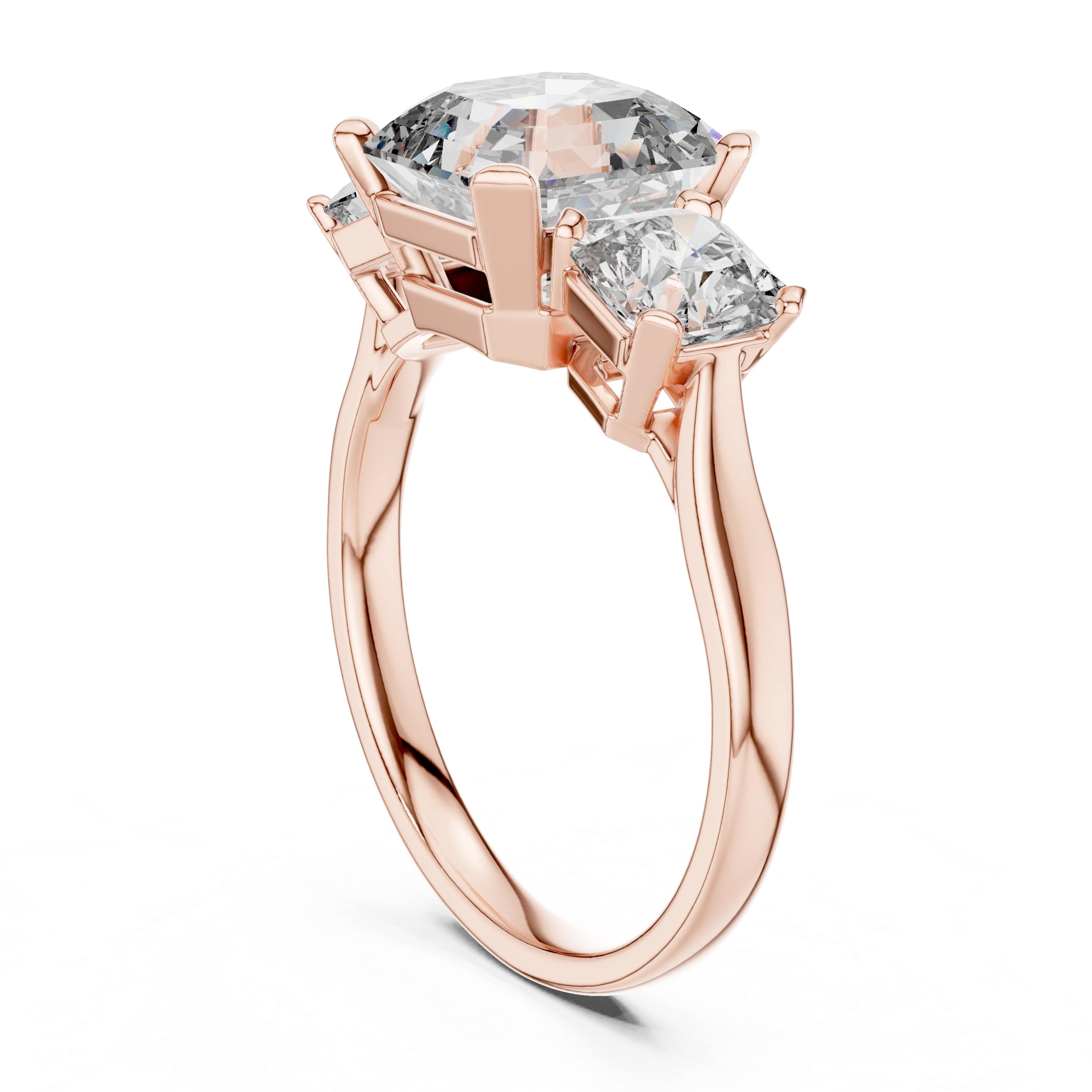 Elisora Octagon Three-Stone Engagement Ring | Emerald-Style Center with Radiant Side Stones | Moissanite or Lab Diamond in 10K/14K Gold or Silver