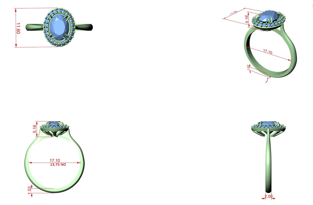 Elisora Oval Halo Engagement Ring | Classic Oval Cut with Diamond Halo | Moissanite or Lab Diamond in 10K/14K Gold or Silver