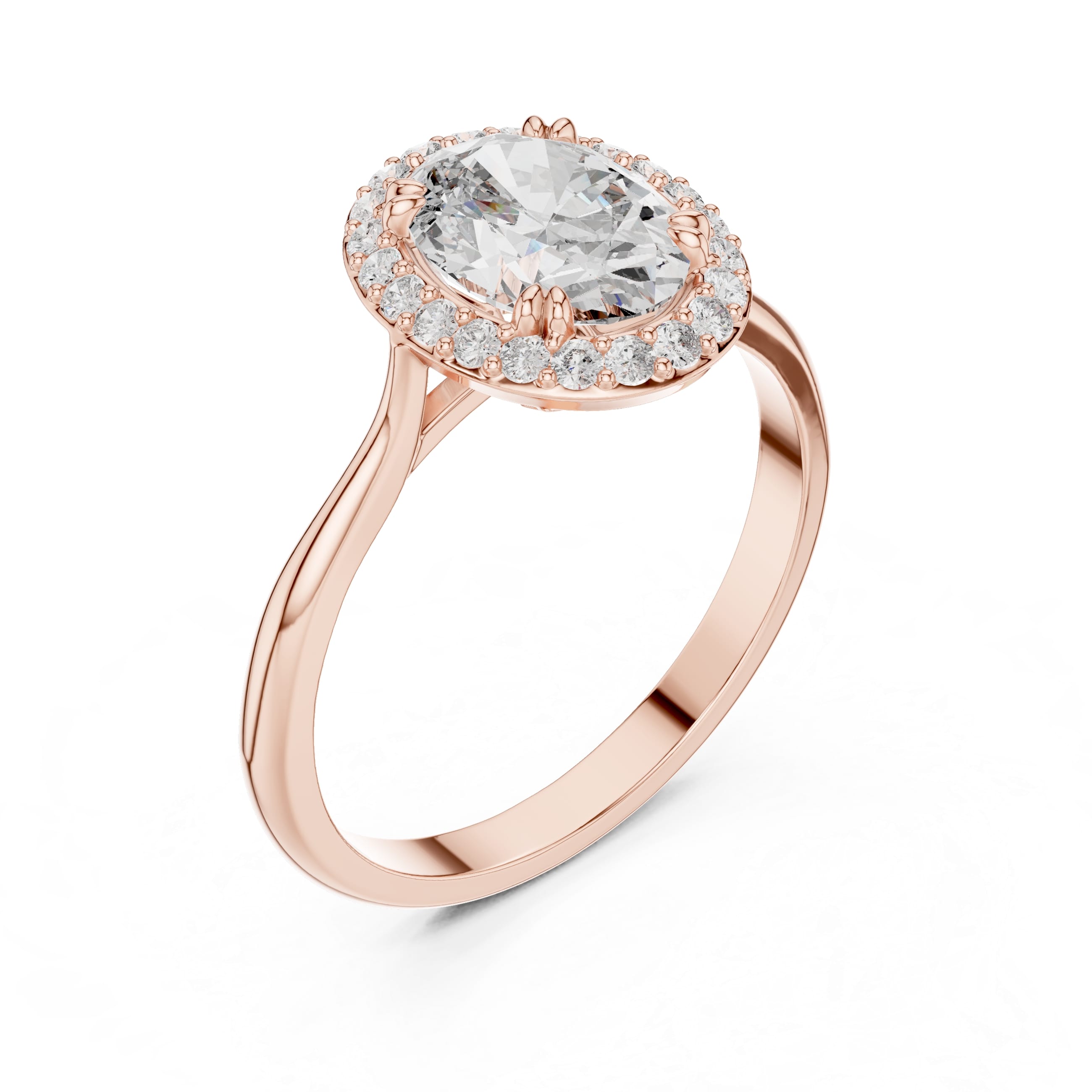 Elisora Oval Halo Engagement Ring | Classic Oval Cut with Diamond Halo | Moissanite or Lab Diamond in 10K/14K Gold or Silver