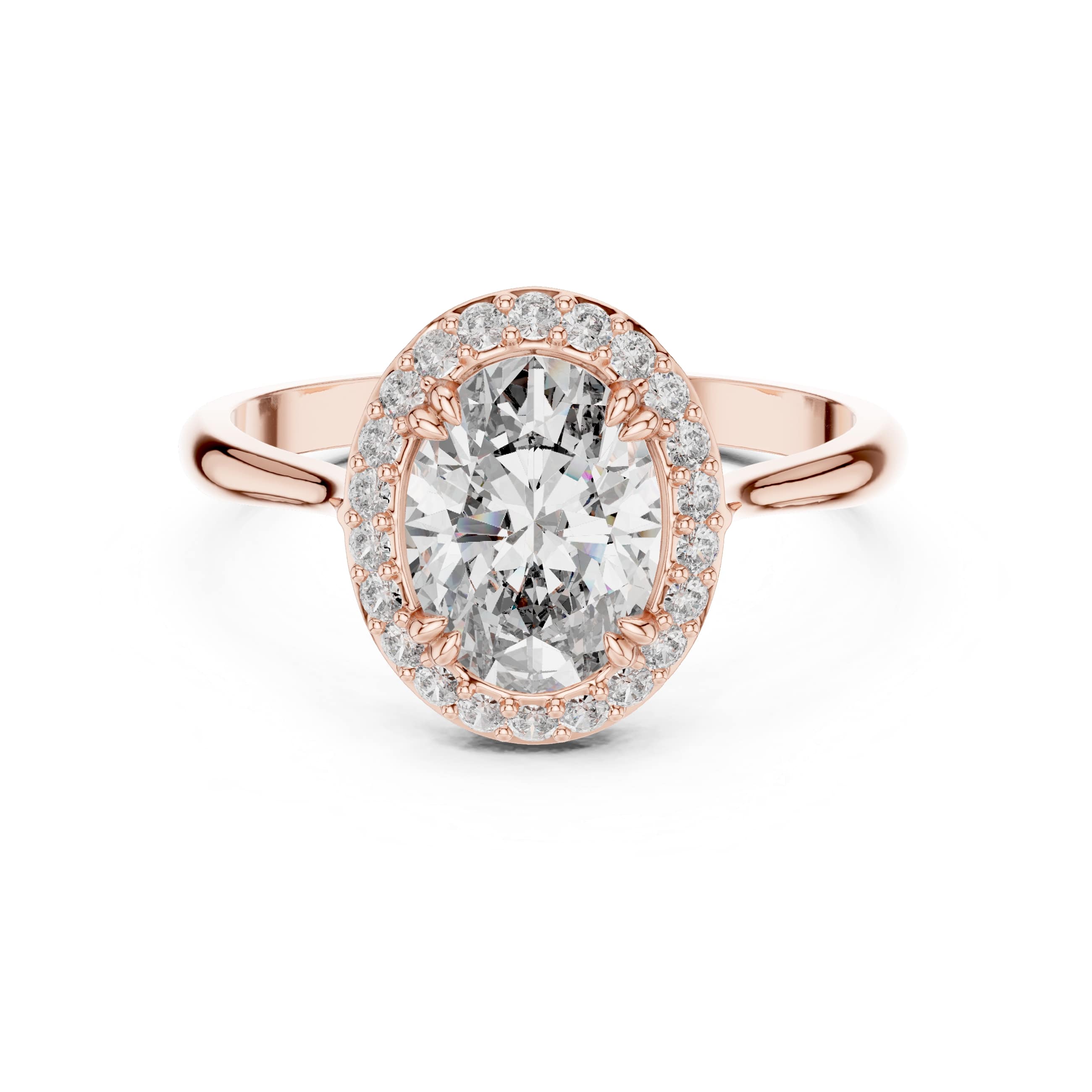 Elisora Oval Halo Engagement Ring | Classic Oval Cut with Diamond Halo | Moissanite or Lab Diamond in 10K/14K Gold or Silver