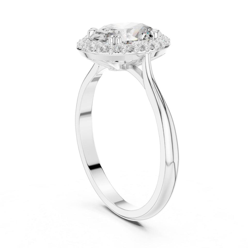 Elisora Oval Halo Engagement Ring | Classic Oval Cut with Diamond Halo | Moissanite or Lab Diamond in 10K/14K Gold or Silver