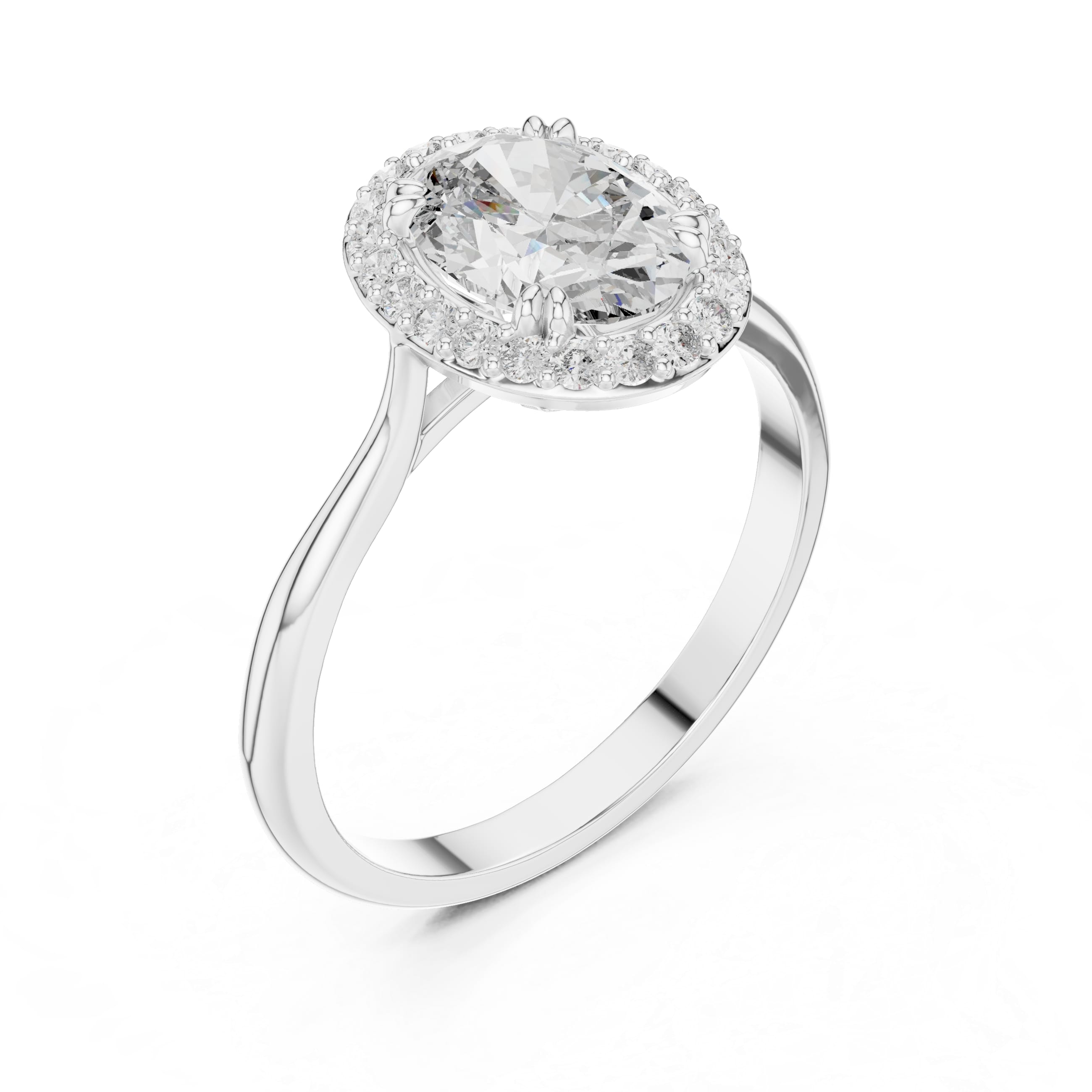 Elisora Oval Halo Engagement Ring | Classic Oval Cut with Diamond Halo | Moissanite or Lab Diamond in 10K/14K Gold or Silver