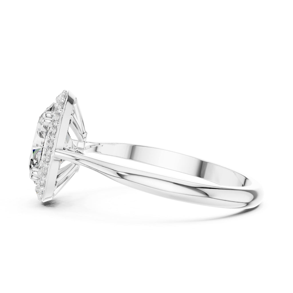 Elisora Oval Halo Engagement Ring | Classic Oval Cut with Diamond Halo | Moissanite or Lab Diamond in 10K/14K Gold or Silver