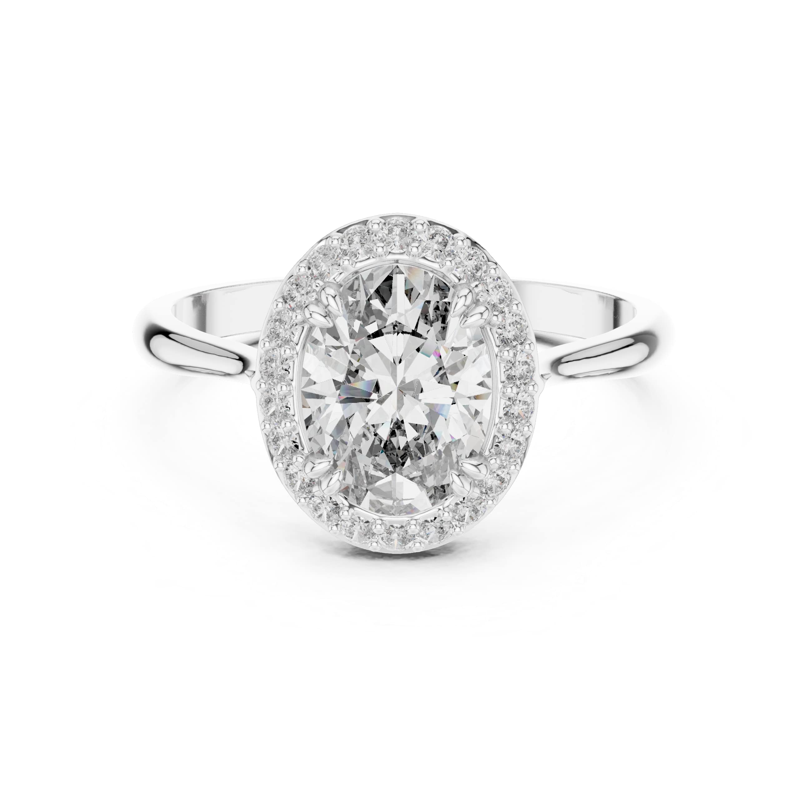 Elisora Oval Halo Engagement Ring | Classic Oval Cut with Diamond Halo | Moissanite or Lab Diamond in 10K/14K Gold or Silver
