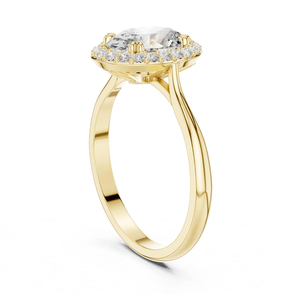 Elisora Oval Halo Engagement Ring | Classic Oval Cut with Diamond Halo | Moissanite or Lab Diamond in 10K/14K Gold or Silver