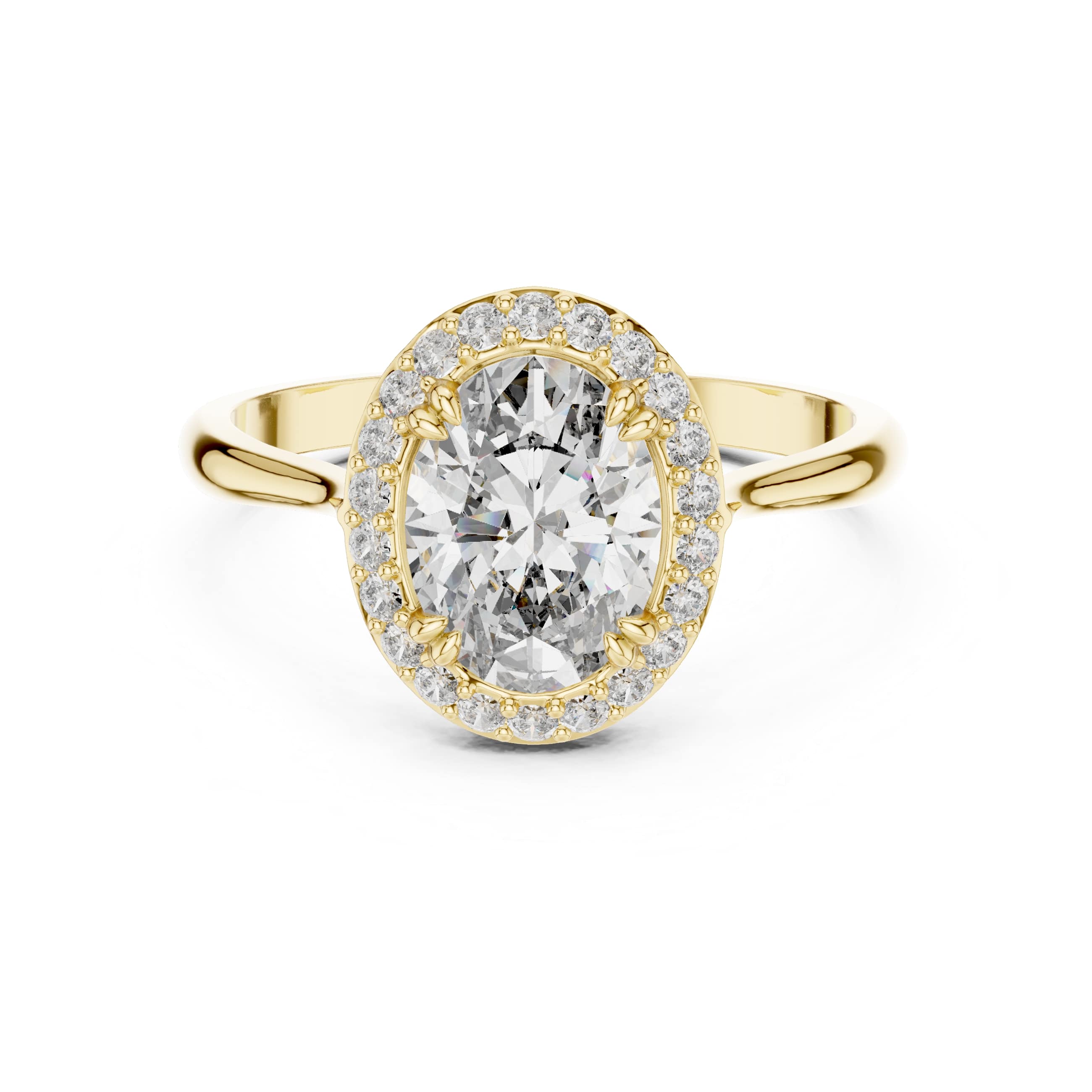 Elisora Oval Halo Engagement Ring | Classic Oval Cut with Diamond Halo | Moissanite or Lab Diamond in 10K/14K Gold or Silver