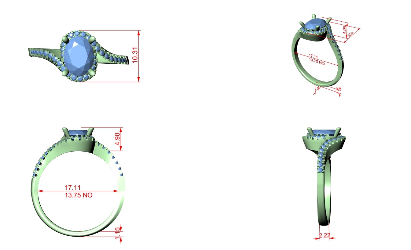 Elisora Oval Pavé Twist Moissanite Engagement Ring | Twisted Pavé Band Oval Solitaire in 10K/14K Gold or Silver