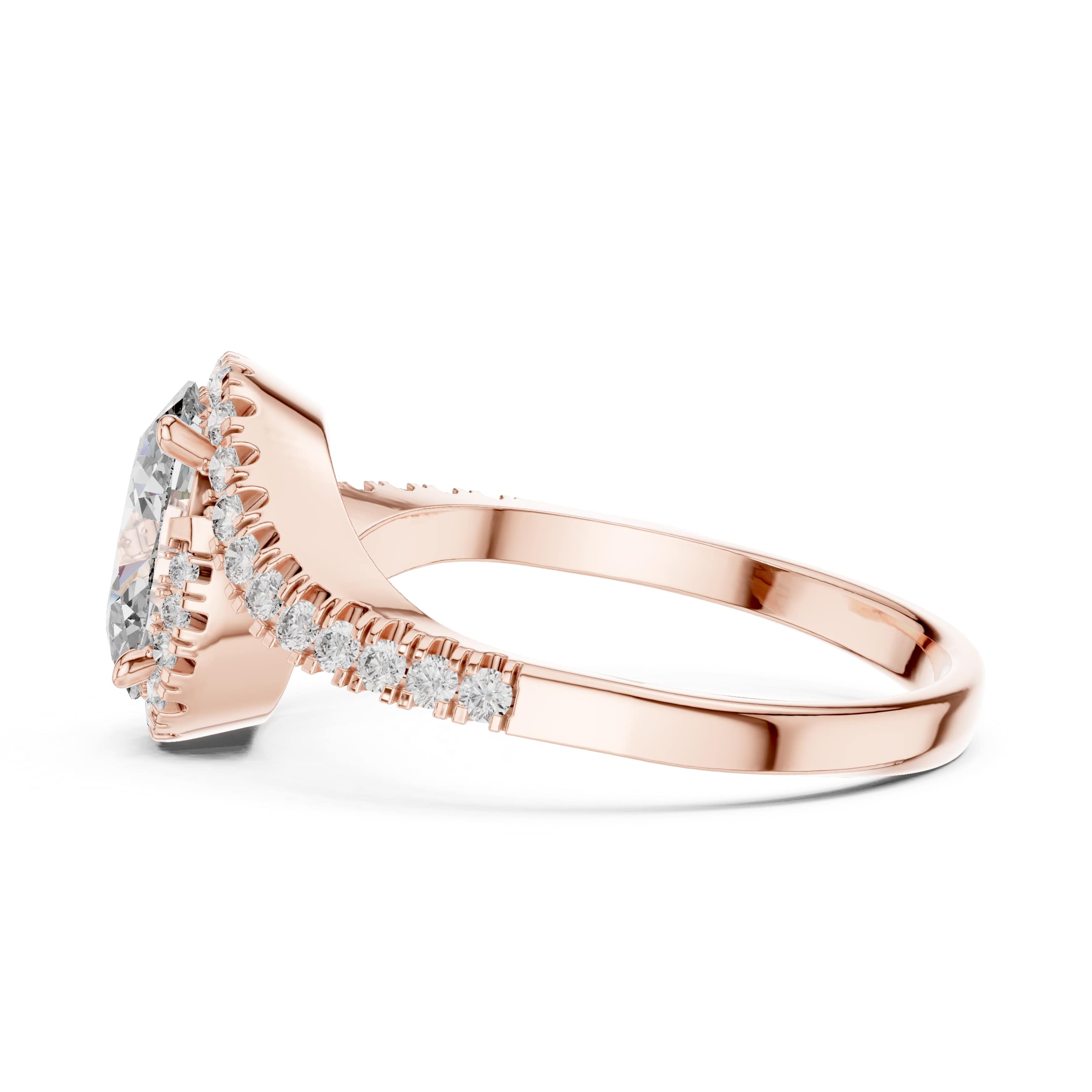 Elisora Oval Pavé Twist Moissanite Engagement Ring | Twisted Pavé Band Oval Solitaire in 10K/14K Gold or Silver