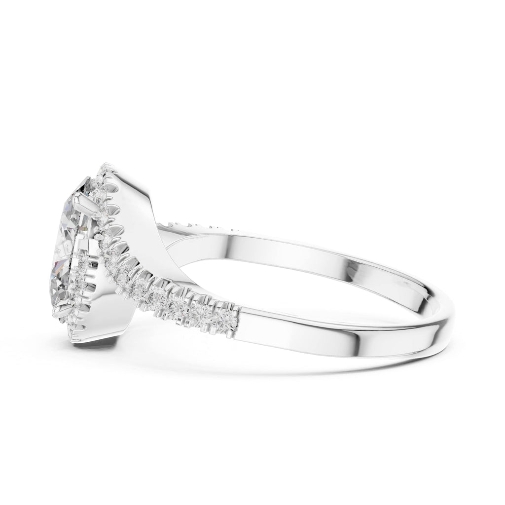 Elisora Oval Pavé Twist Moissanite Engagement Ring | Twisted Pavé Band Oval Solitaire in 10K/14K Gold or Silver