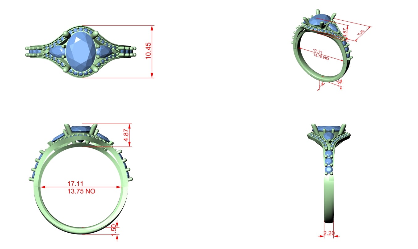 Elisora Oval Halo Split-Shank Moissanite Engagement Ring | Double Pavé Band with Micro-Set Accents in 10K/14K Gold or Silver