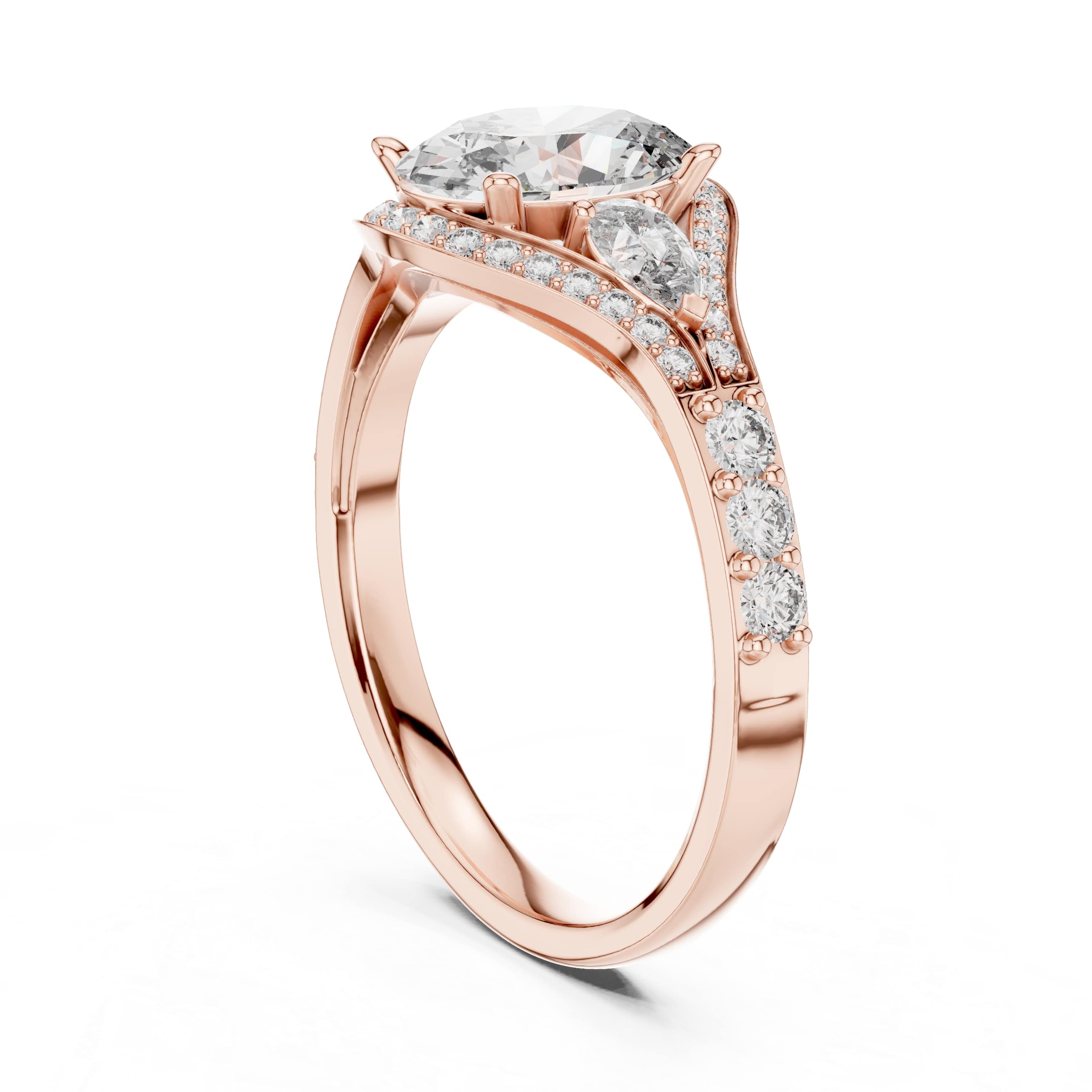 Elisora Oval Halo Split-Shank Moissanite Engagement Ring | Double Pavé Band with Micro-Set Accents in 10K/14K Gold or Silver