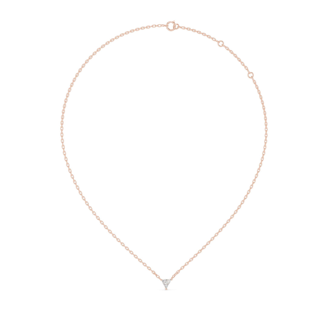 Minimalist Trillion-Cut Pendant Setting - 0.74 CT Triangle Solitaire Frame | Low-Profile DIY Necklace Component