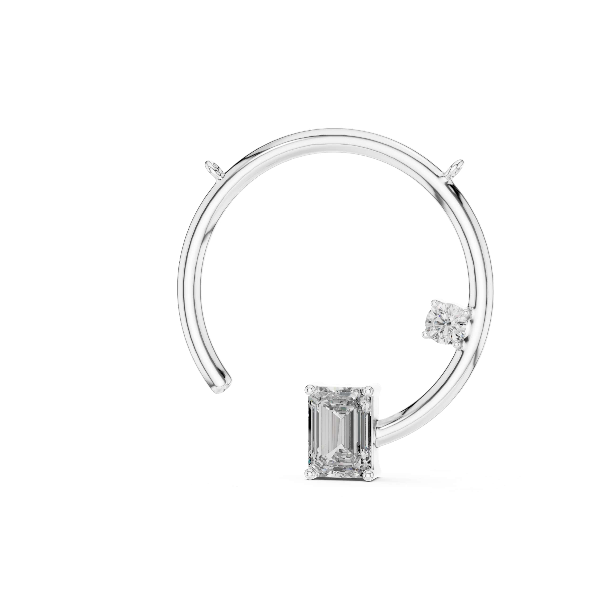 Minimalist Emerald-Cut Pendant with Side Accent Stone - 0.87 CT + 0.11 CT | Modern Geometric Necklace Charm