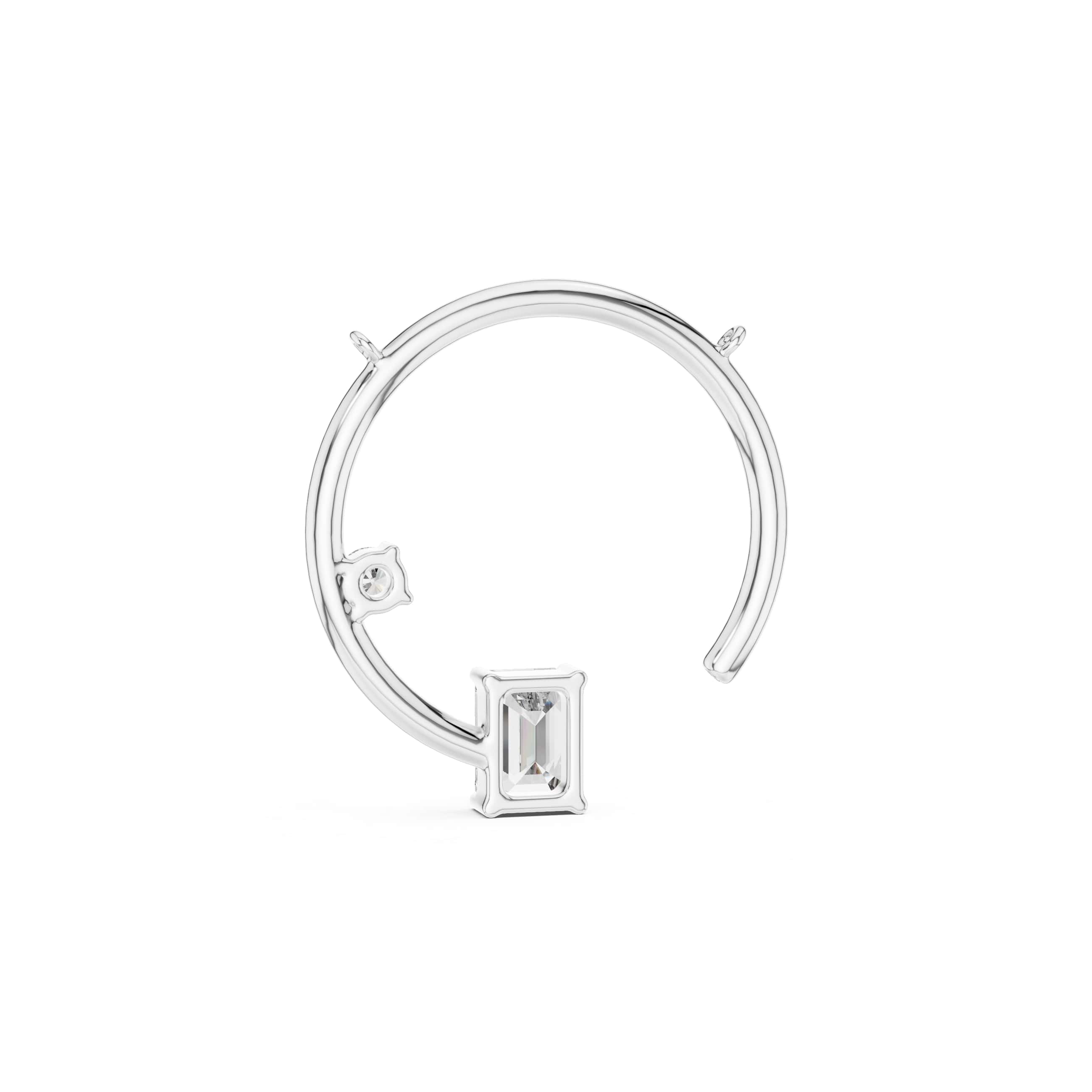 Minimalist Emerald-Cut Pendant with Side Accent Stone - 0.87 CT + 0.11 CT | Modern Geometric Necklace Charm