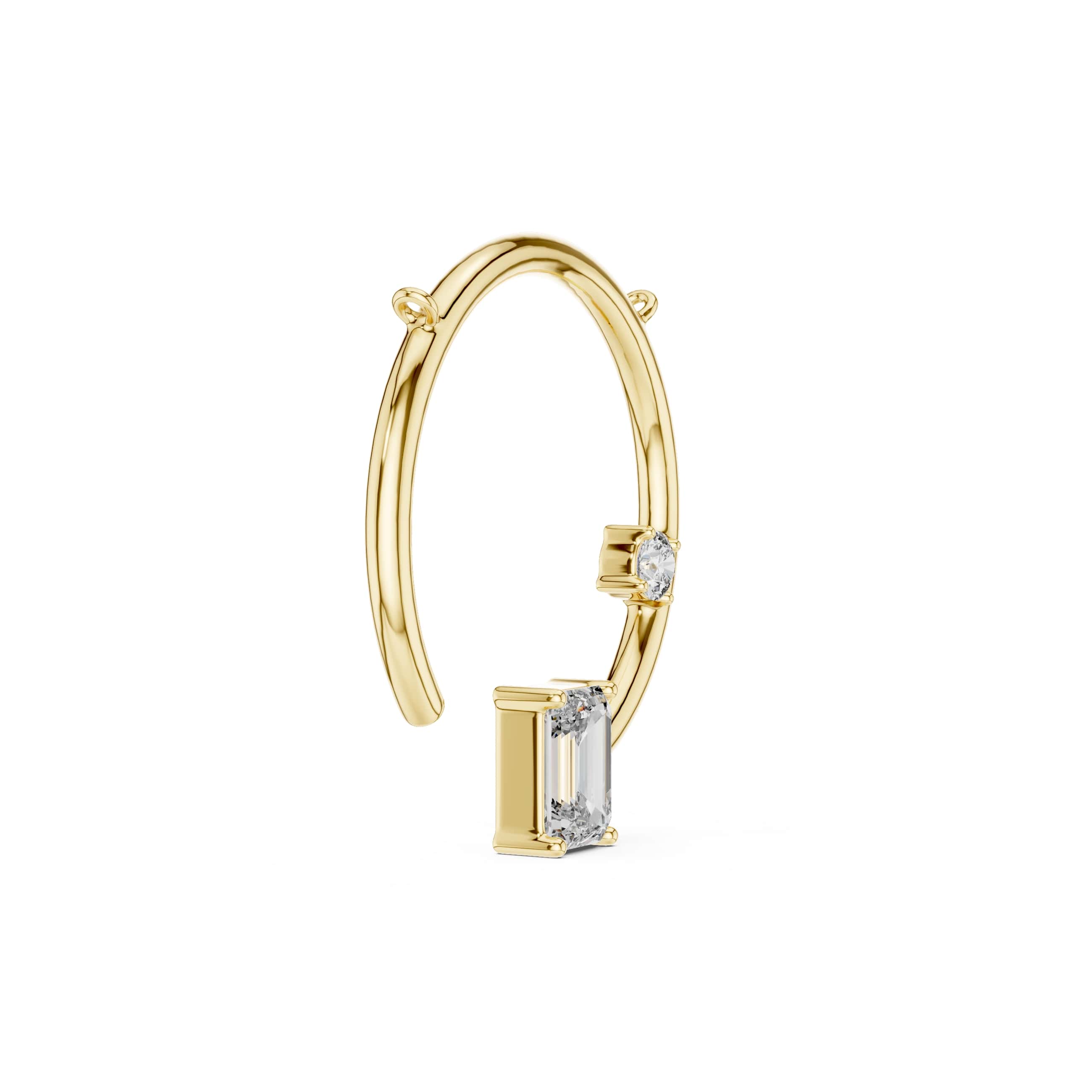Minimalist Emerald-Cut Pendant with Side Accent Stone - 0.87 CT + 0.11 CT | Modern Geometric Necklace Charm