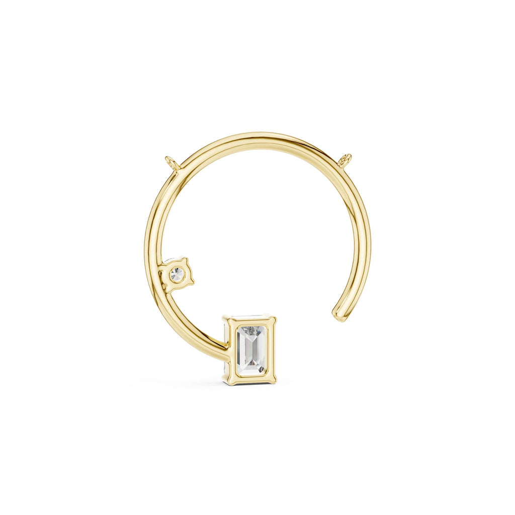Minimalist Emerald-Cut Pendant with Side Accent Stone - 0.87 CT + 0.11 CT | Modern Geometric Necklace Charm
