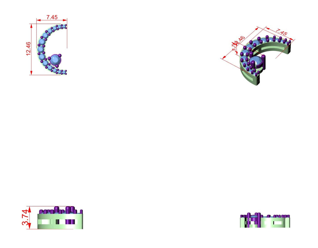 Crescent Moon Diamond Pendant with Micro-Pavé Detailing - 0.205 CT Celestial Minimalist Necklace | The Elisora Jewels