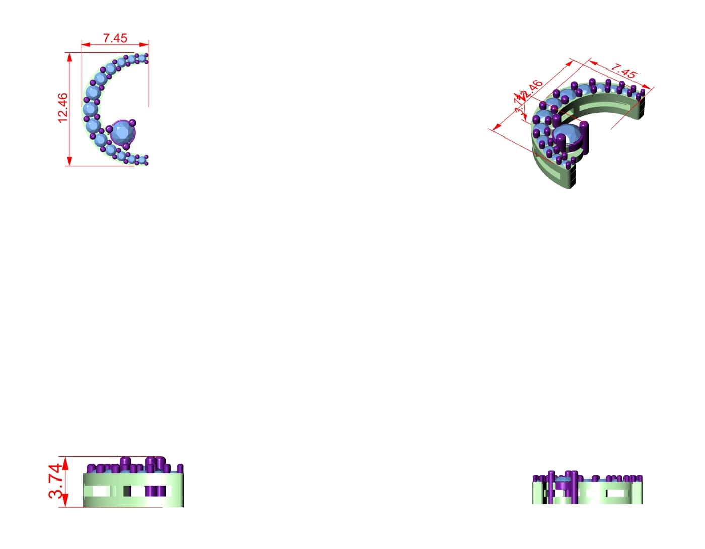 Crescent Moon Diamond Pendant with Micro-Pavé Detailing - 0.205 CT Celestial Minimalist Necklace | The Elisora Jewels