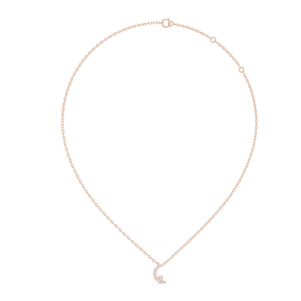 Crescent Moon Diamond Pendant with Micro-Pavé Detailing - 0.205 CT Celestial Minimalist Necklace | The Elisora Jewels