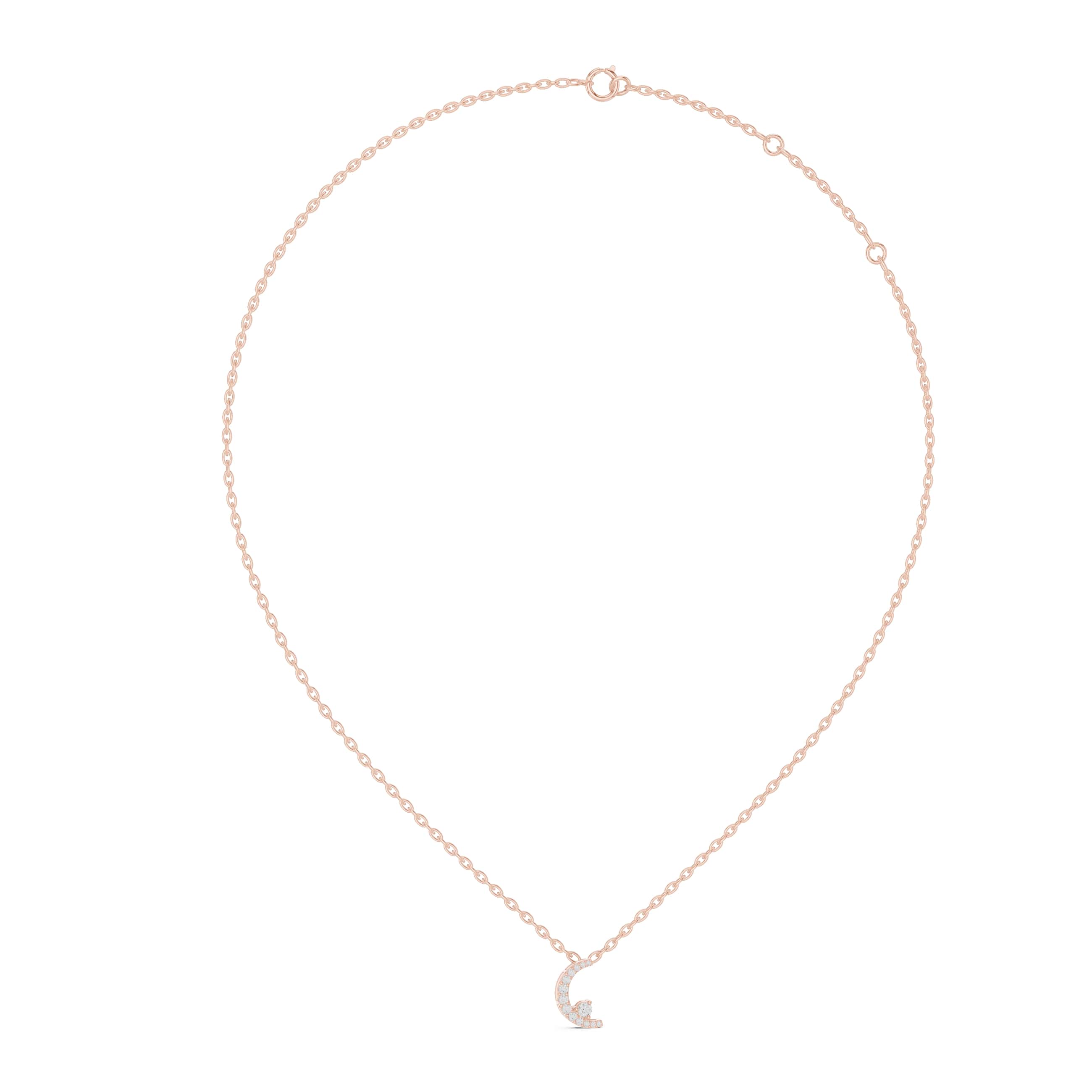 Crescent Moon Diamond Pendant with Micro-Pavé Detailing - 0.205 CT Celestial Minimalist Necklace | The Elisora Jewels