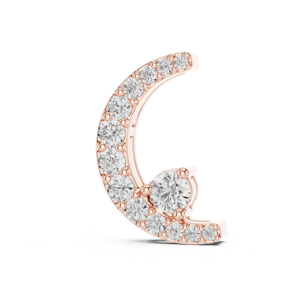 Crescent Moon Diamond Pendant with Micro-Pavé Detailing - 0.205 CT Celestial Minimalist Necklace | The Elisora Jewels
