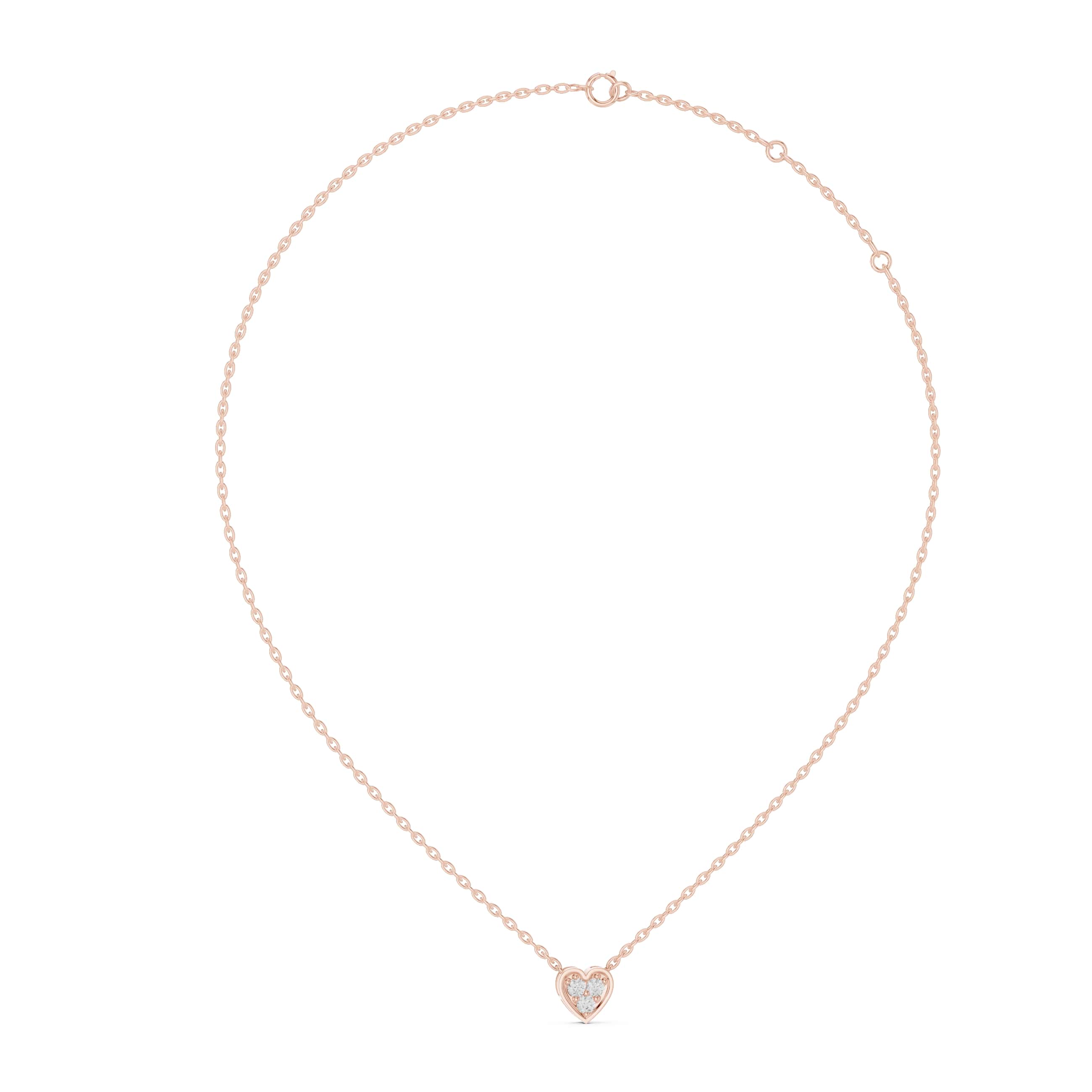Heart Cluster Diamond Pendant with Round Brilliant Stones - 0.360 CT Dainty Everyday Necklace | The Elisora Jewels