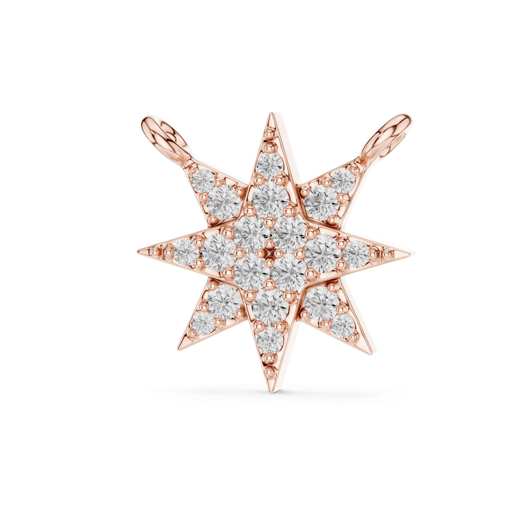 Eight-Point Star Gemstone Pendant - Micro-Set Sparkling Star Charm • Dainty Celestial Necklace for Women