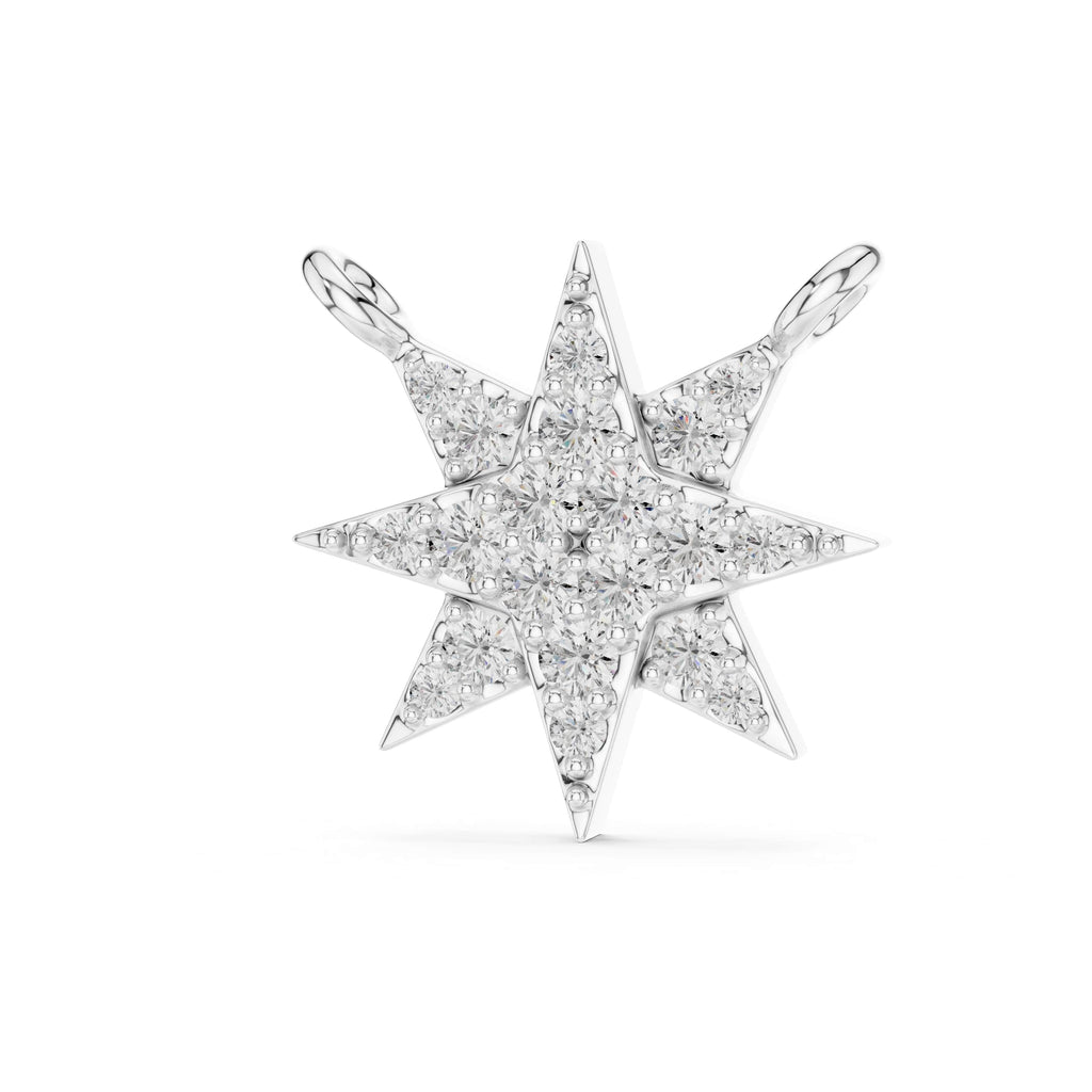 Eight-Point Star Gemstone Pendant - Micro-Set Sparkling Star Charm • Dainty Celestial Necklace for Women