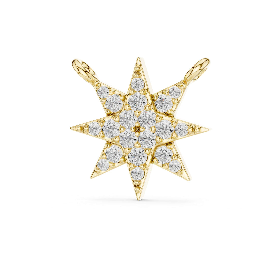 Eight-Point Star Gemstone Pendant - Micro-Set Sparkling Star Charm • Dainty Celestial Necklace for Women
