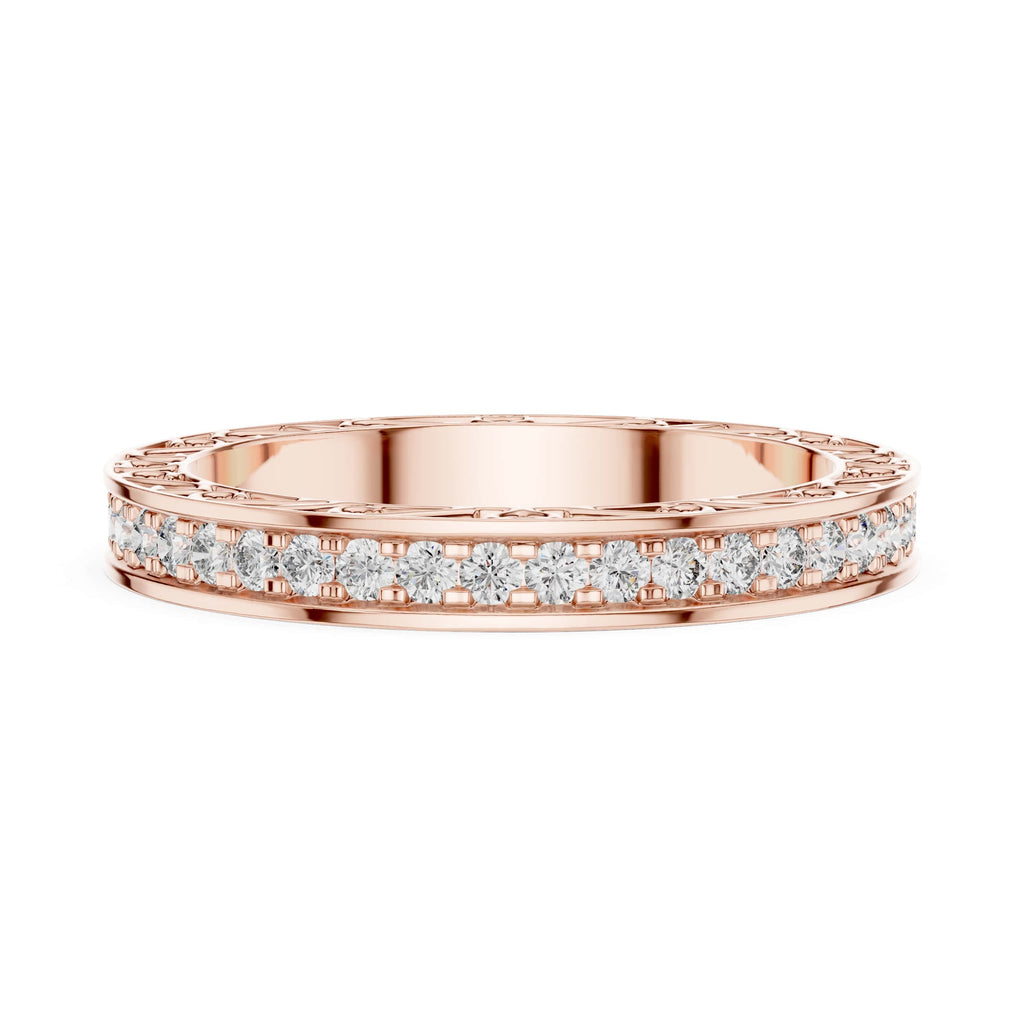 The Elisora Amora Eternity Band - 0.504 CT Heart-Engraved Full Eternity Diamond Ring in 10K/14K Gold or Silver | The Elisora Jewels