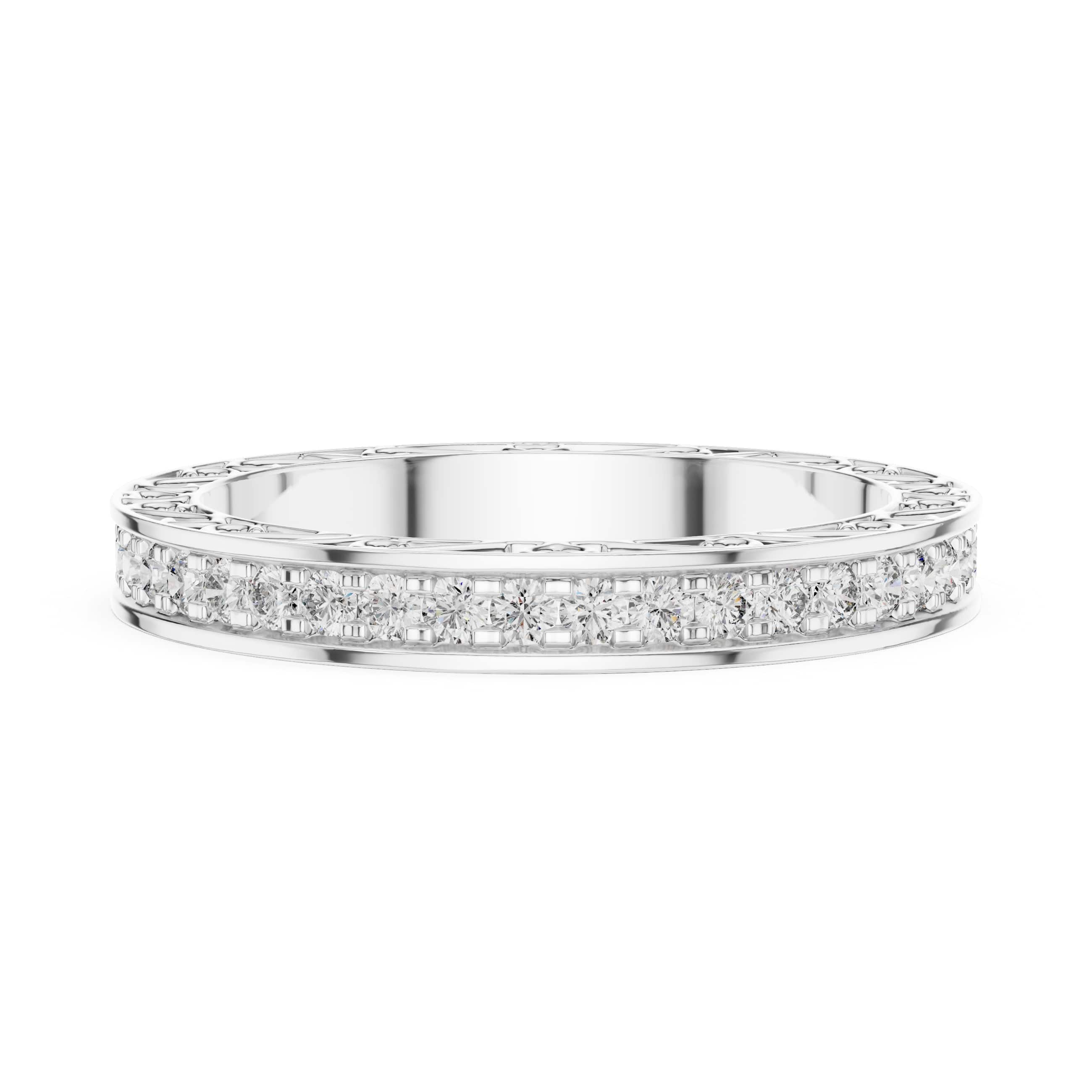 The Elisora Amora Eternity Band - 0.504 CT Heart-Engraved Full Eternity Diamond Ring in 10K/14K Gold or Silver | The Elisora Jewels
