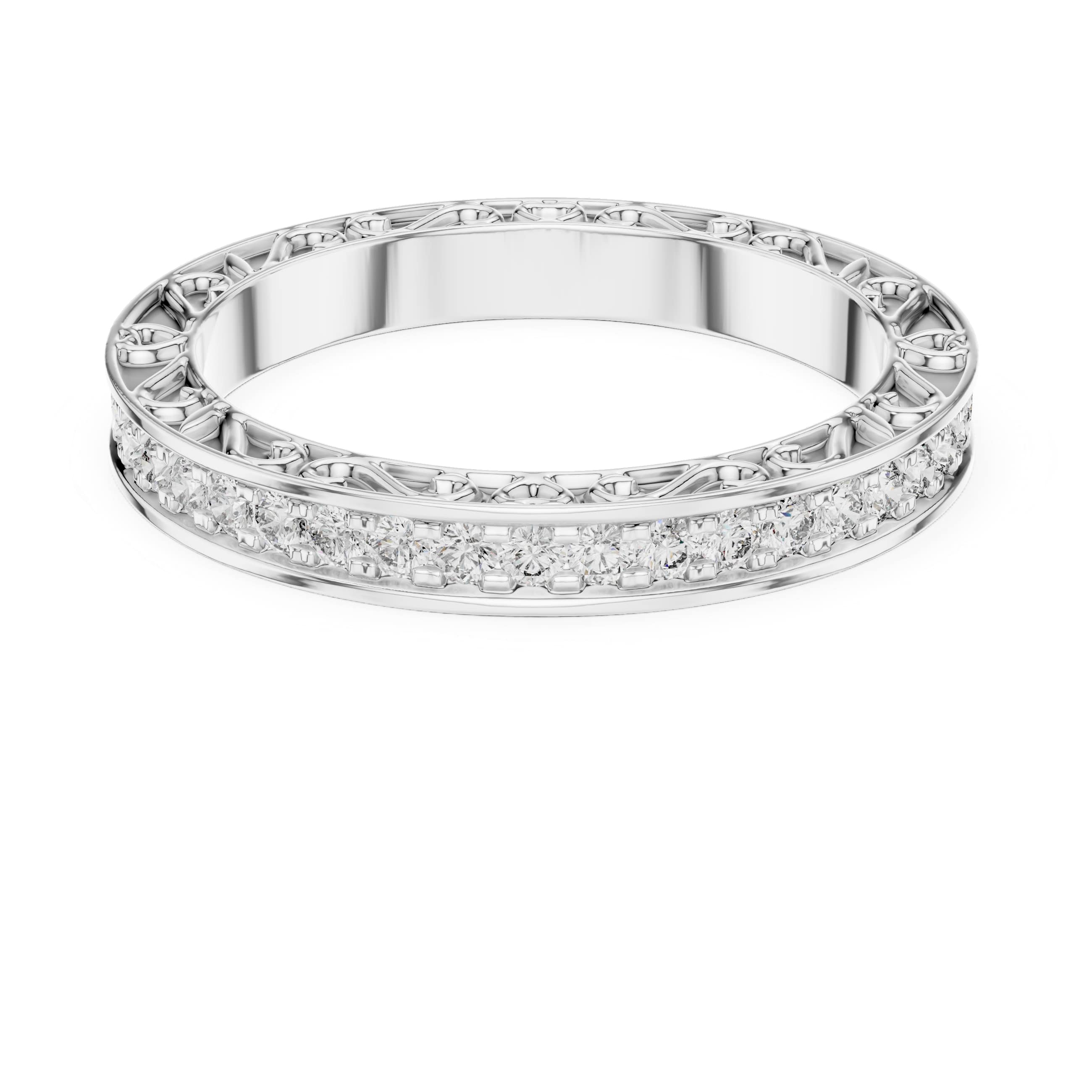 The Elisora Amora Eternity Band - 0.504 CT Heart-Engraved Full Eternity Diamond Ring in 10K/14K Gold or Silver | The Elisora Jewels
