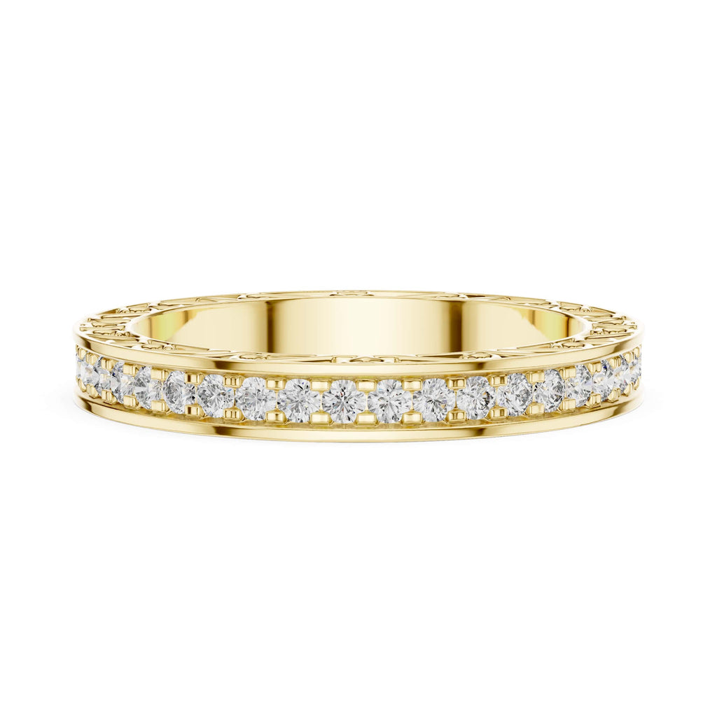 The Elisora Amora Eternity Band - 0.504 CT Heart-Engraved Full Eternity Diamond Ring in 10K/14K Gold or Silver | The Elisora Jewels