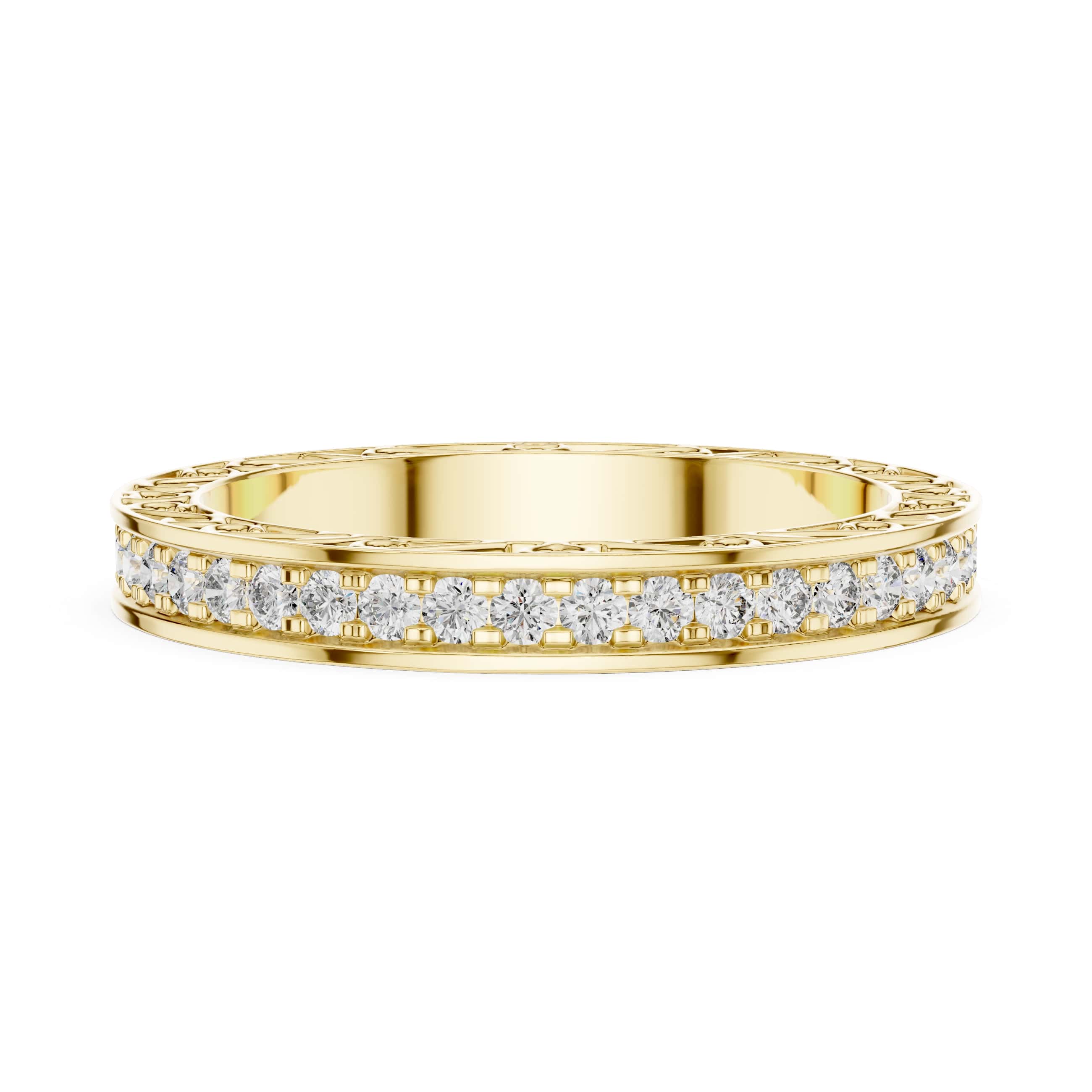 The Elisora Amora Eternity Band - 0.504 CT Heart-Engraved Full Eternity Diamond Ring in 10K/14K Gold or Silver | The Elisora Jewels