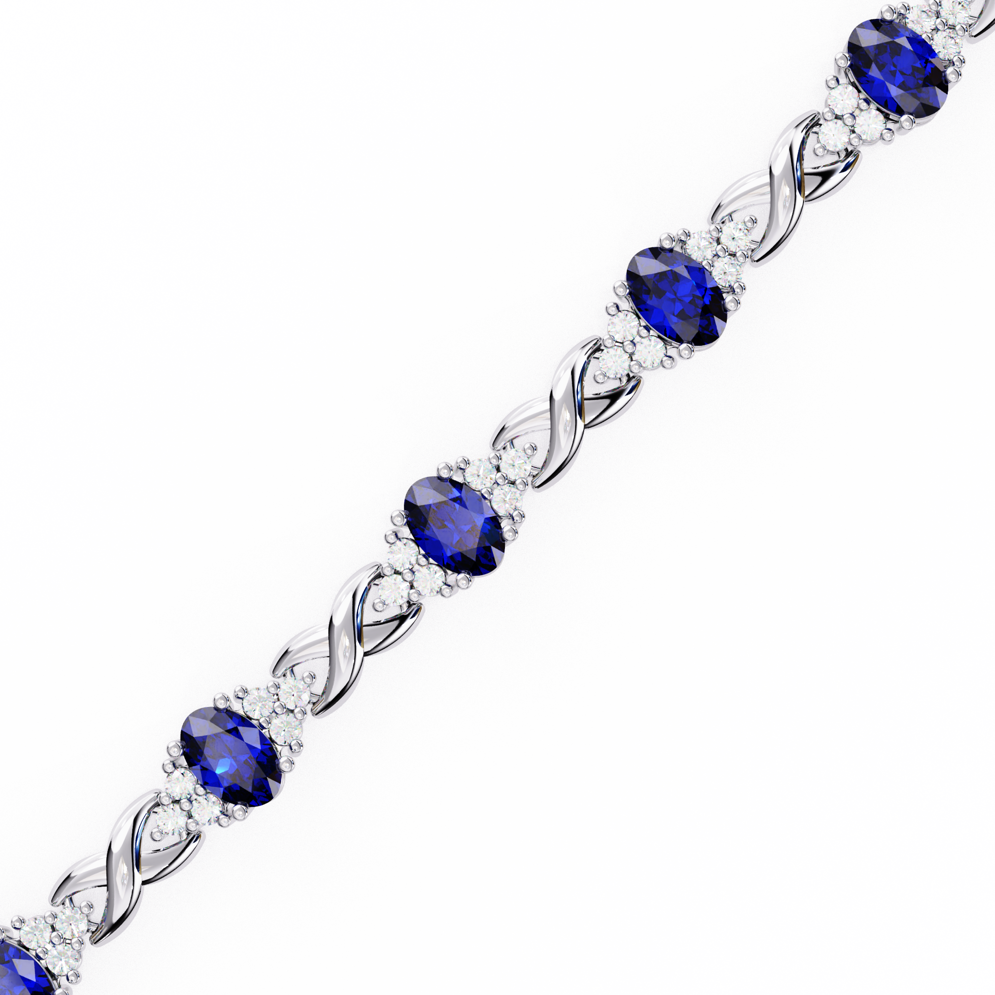 Infinity Link Oval Sapphire & Diamond Bracelet • Elegant Oval-Cut Blue Stone Bracelet • Luxury Everyday Tennis Bracelet • Bridal & Anniversary Jewelry Gift