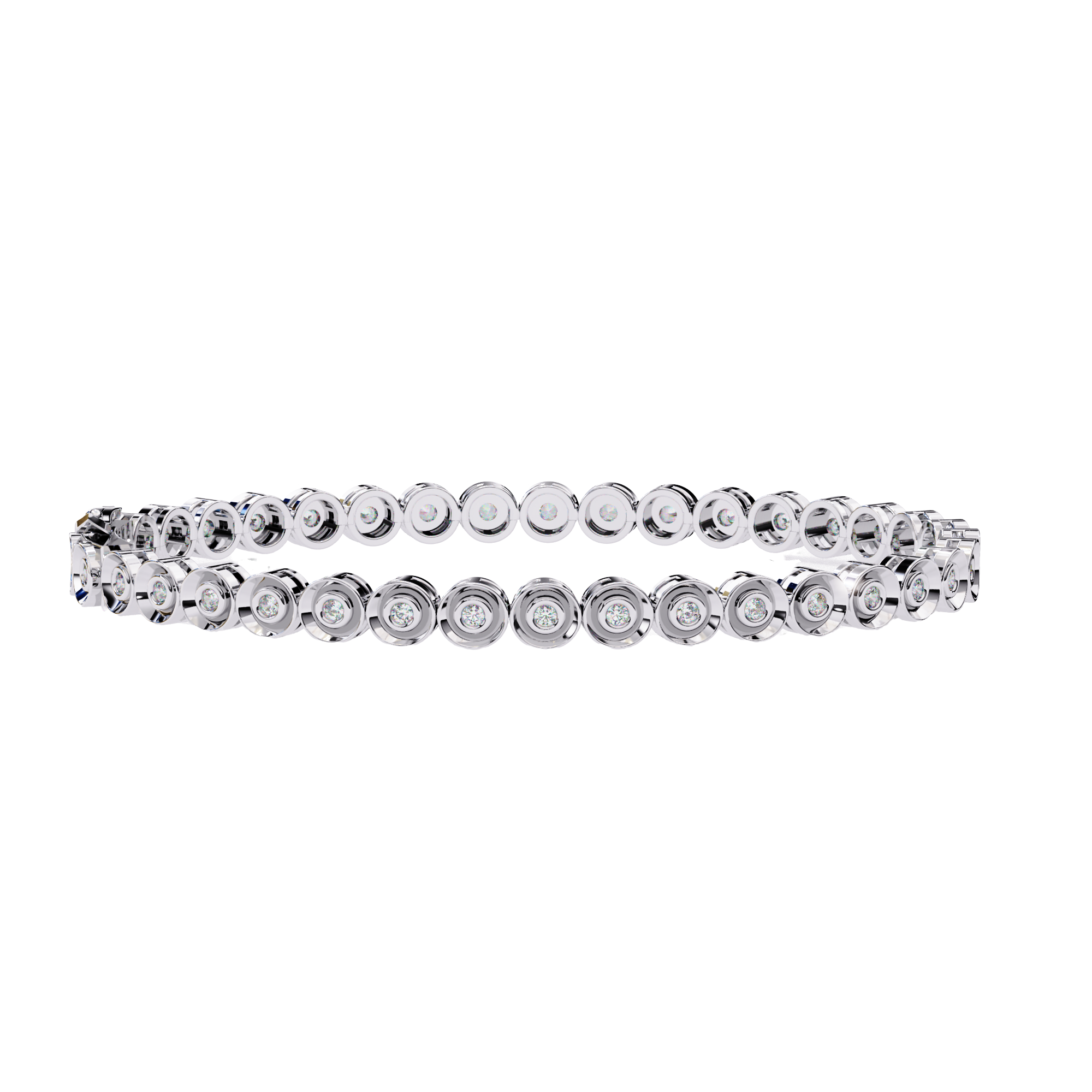 Minimalist Bezel Diamond Tennis Bracelet • Round Cut Station Bracelet • Modern Everyday Luxury • 10K / 14K Gold or Sterling Silver