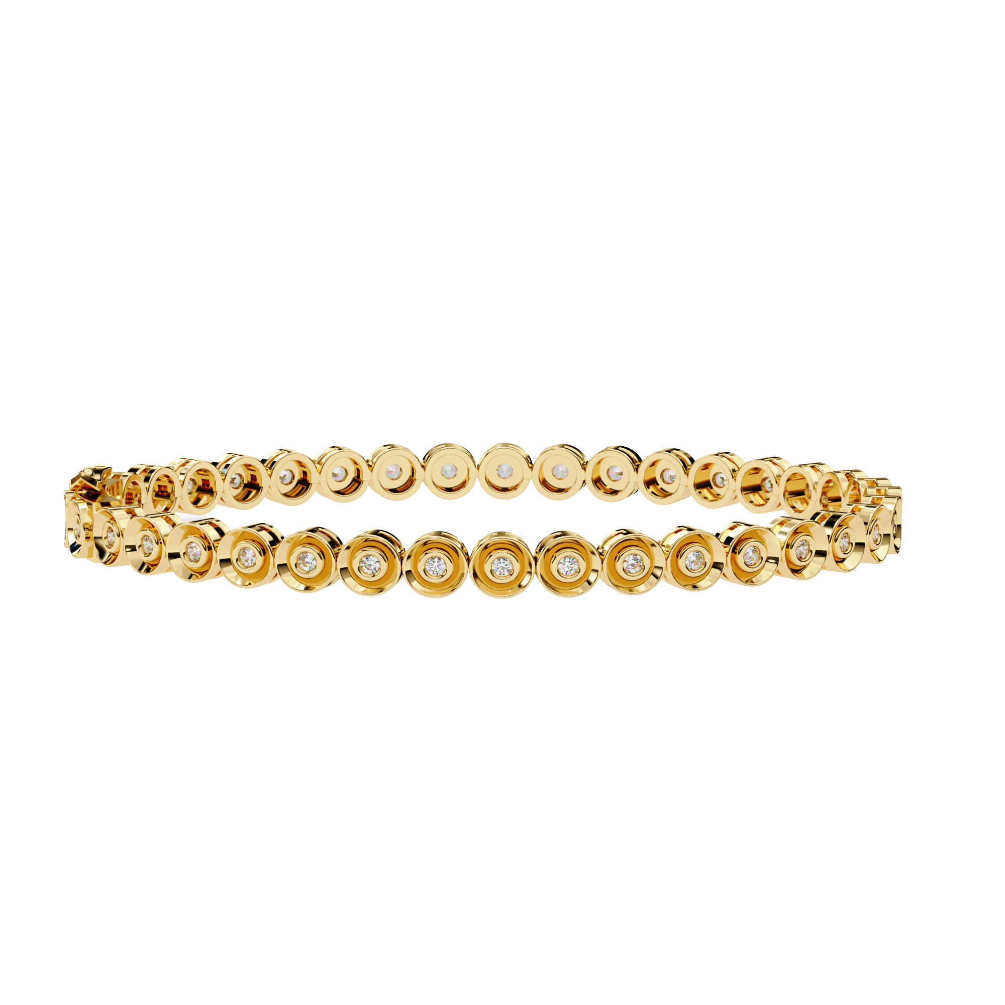 Minimalist Bezel Diamond Tennis Bracelet • Round Cut Station Bracelet • Modern Everyday Luxury • 10K / 14K Gold or Sterling Silver