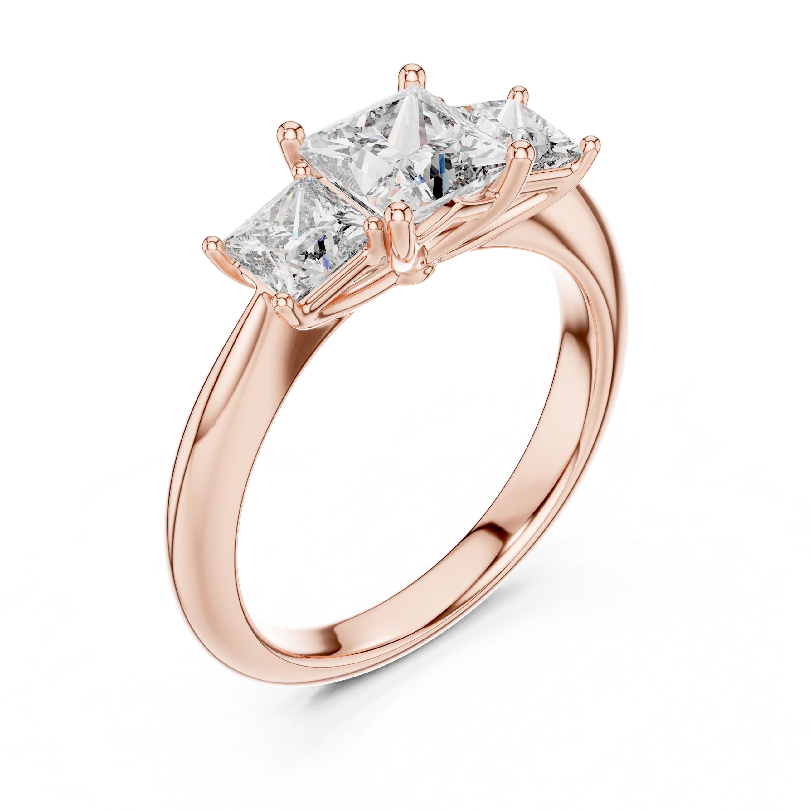 Princess Cut Three-Stone Moissanite Engagement Ring - 2.00 CT Trilogy Design with Brilliant Side Stones, Timeless Bridal Ring | The Elisora Jewels