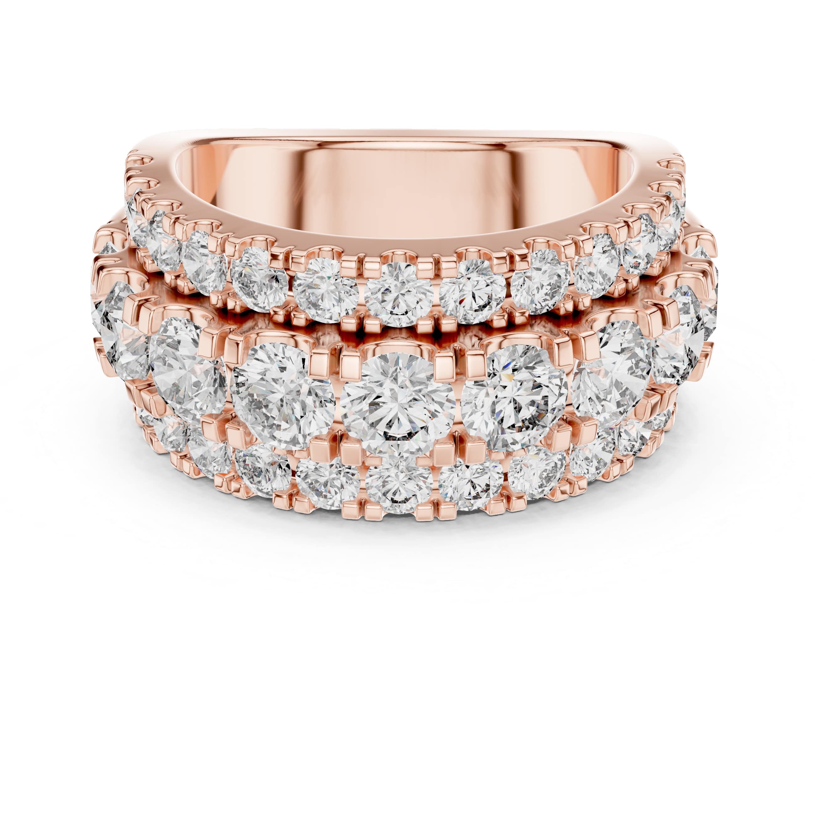 Triple-Row Moissanite Eternity Band | 2.70 CT Center + 1.56 CT Pavé | Wide Dome Luxury Ring for Wedding or Anniversary