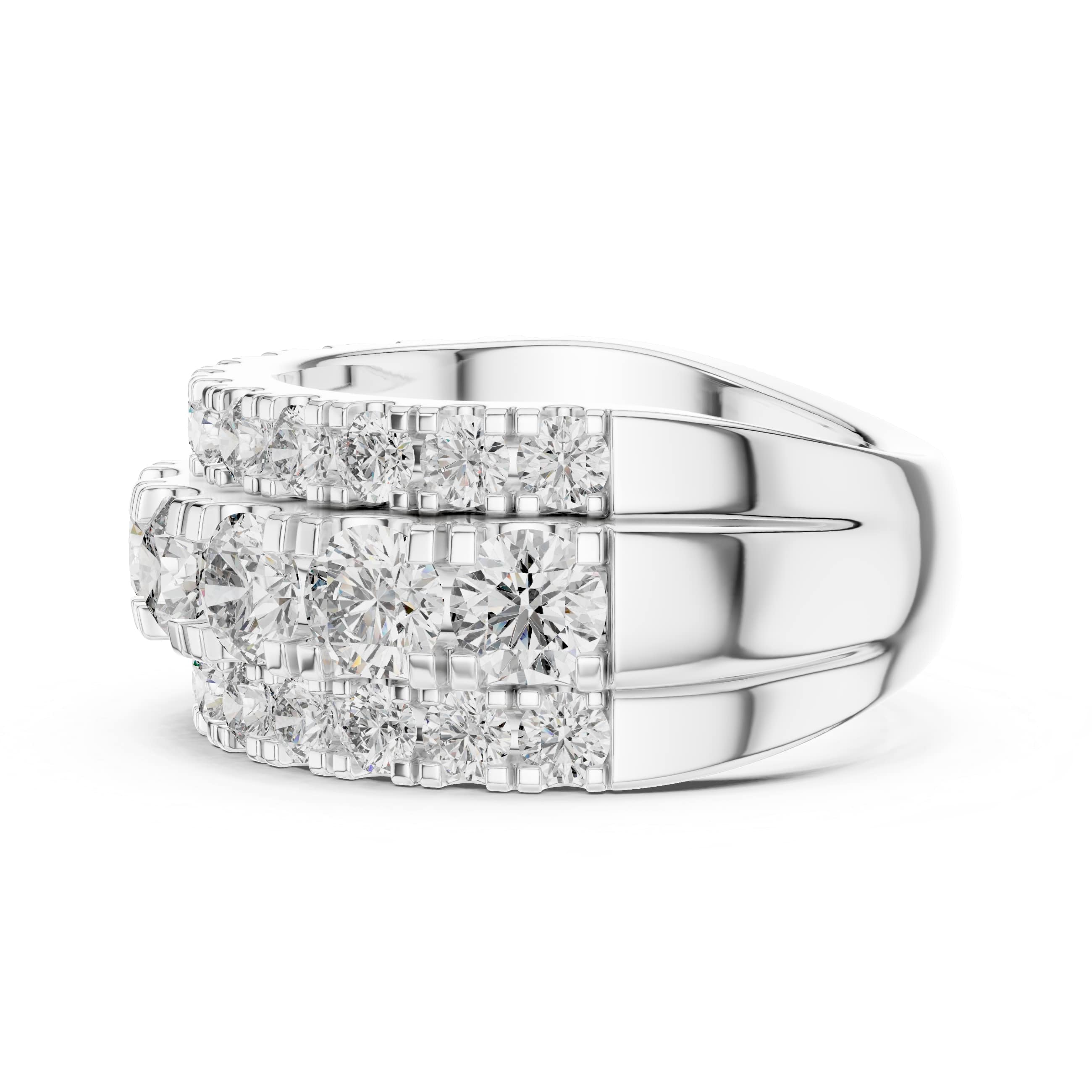 Triple-Row Moissanite Eternity Band | 2.70 CT Center + 1.56 CT Pavé | Wide Dome Luxury Ring for Wedding or Anniversary