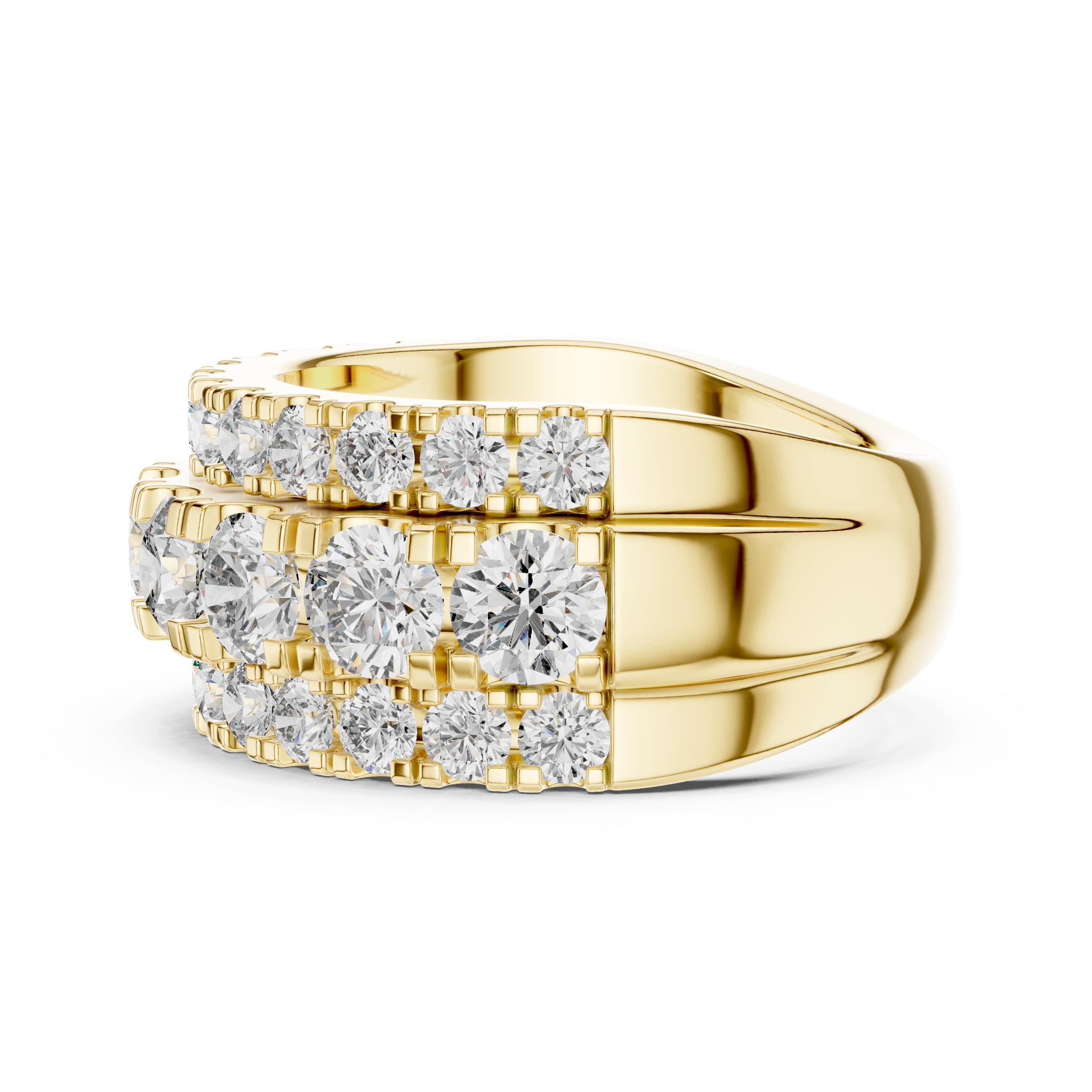 Triple-Row Moissanite Eternity Band | 2.70 CT Center + 1.56 CT Pavé | Wide Dome Luxury Ring for Wedding or Anniversary