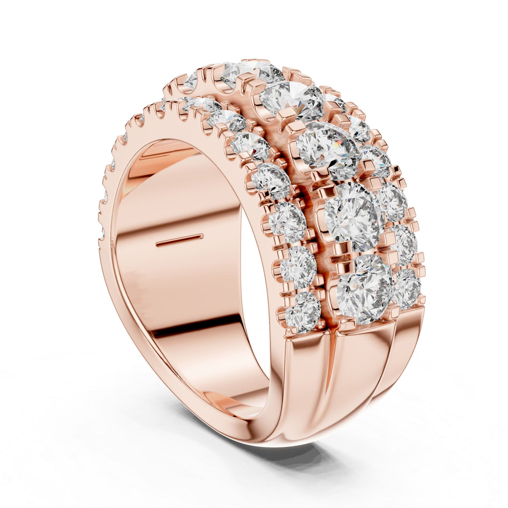 Triple-Row Moissanite Eternity Band | 2.70 CT Center + 1.56 CT Pavé | Wide Dome Luxury Ring for Wedding or Anniversary