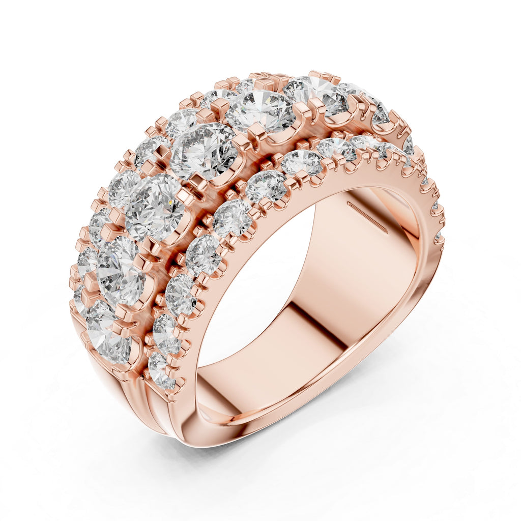 Triple-Row Moissanite Eternity Band | 2.70 CT Center + 1.56 CT Pavé | Wide Dome Luxury Ring for Wedding or Anniversary