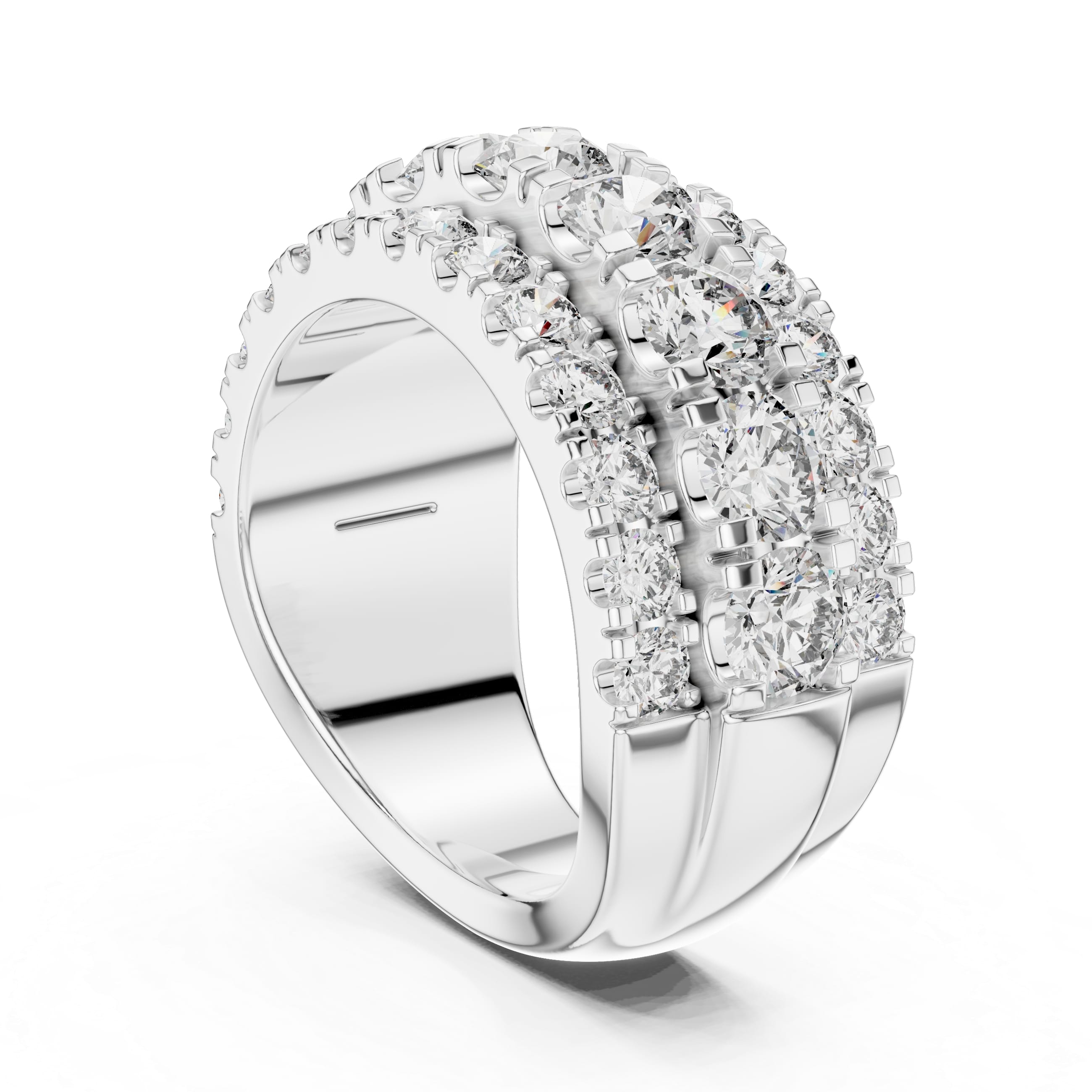 Triple-Row Moissanite Eternity Band | 2.70 CT Center + 1.56 CT Pavé | Wide Dome Luxury Ring for Wedding or Anniversary